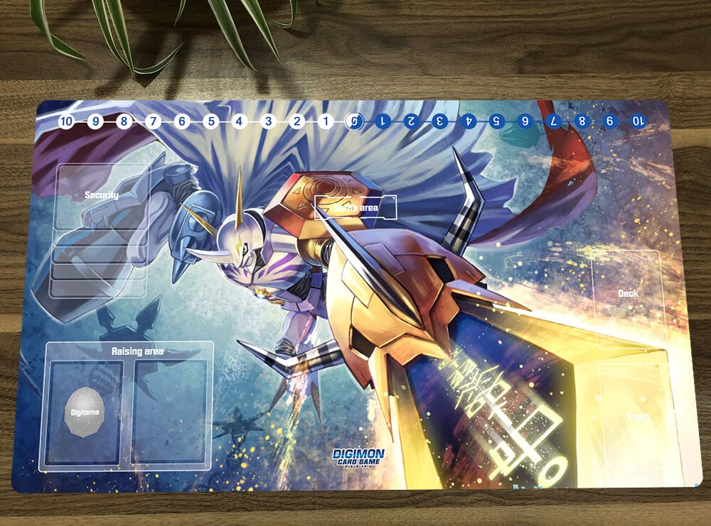 New Mlikemat Anime Digimon Playmat Omegamon Trading Card Game DTCG Mat Play Pad with Card Zones + Free Bag