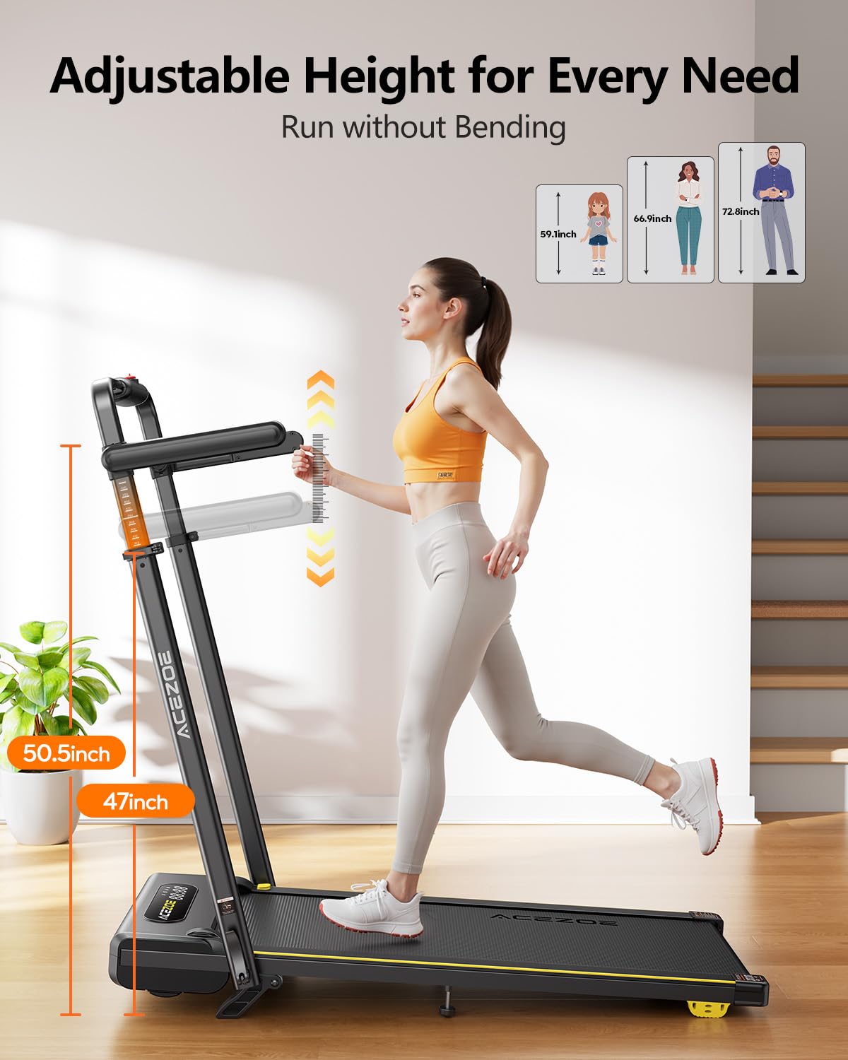 Acezoe 3 in 1 Under Desk Treadmill with 10% Incline, Walking Pad Treadmill with Removable Desk Workstation, Adjustable Height for Different Need, Foldable for Home Small Office