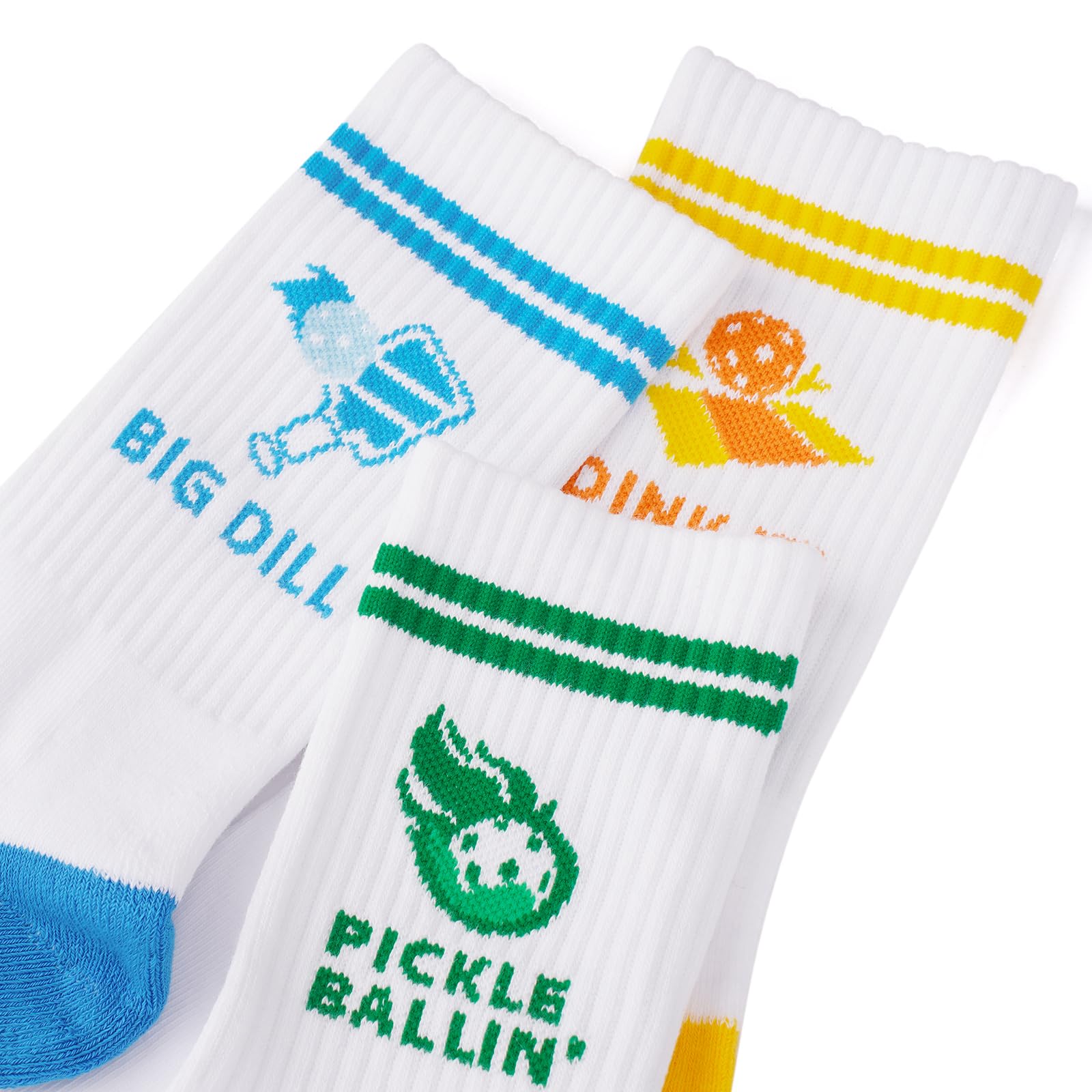 Newluck Pickleball Crew Socks 3 Pairs, Performance Pickleball Socks Moisture-Wicking for Men Women Pickleball Gift, Novelty Athletic Socks with Terry Cushioning for Sports, US Size 8-13