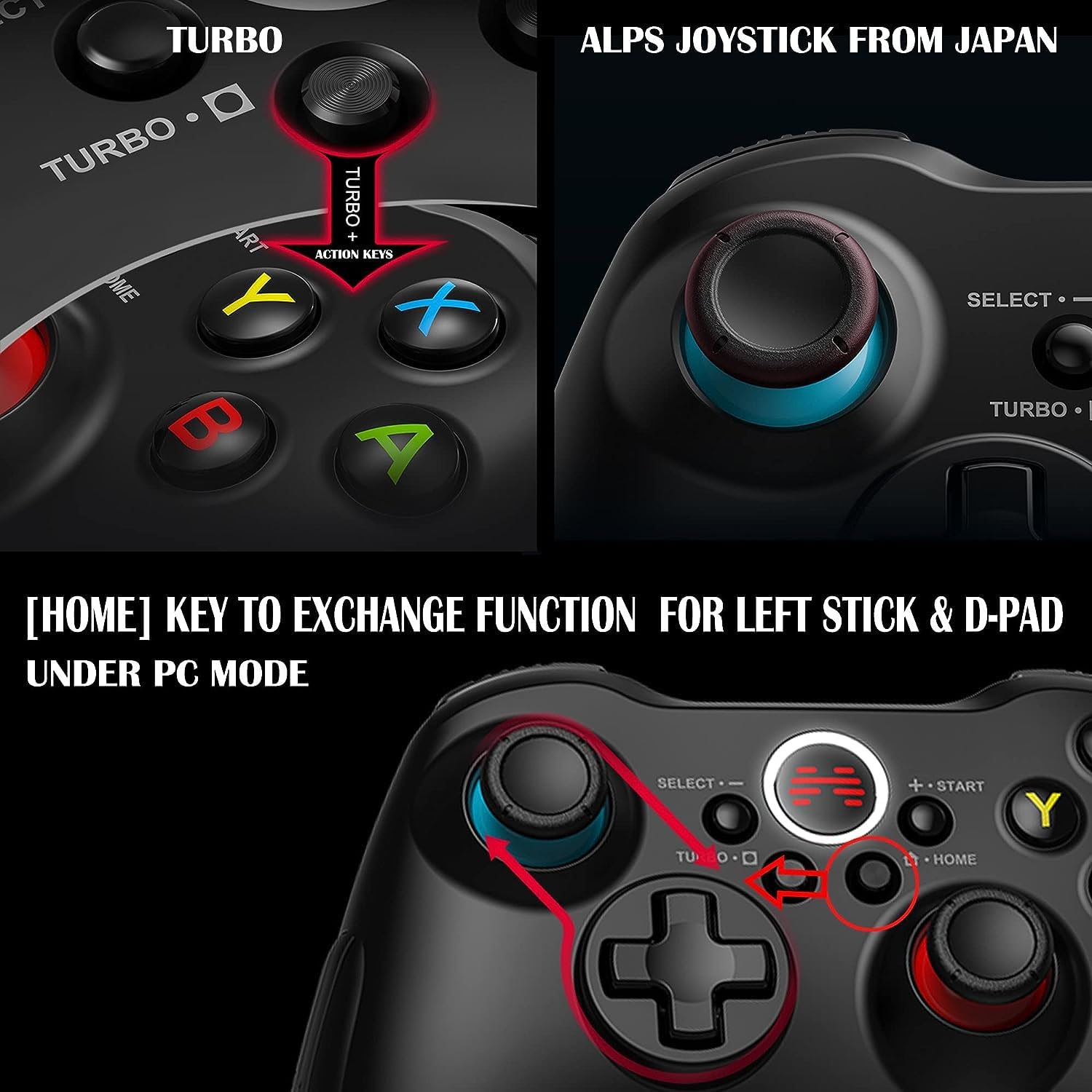 BEITONG Asura 2NS Switch Controller Wireless Pro Controller Compatible with Switch/Switch Lite/Switch OLED,6-Axis Motion Control & Sensitivity Adjsut/Turbo/Vibration/Screenshot Black