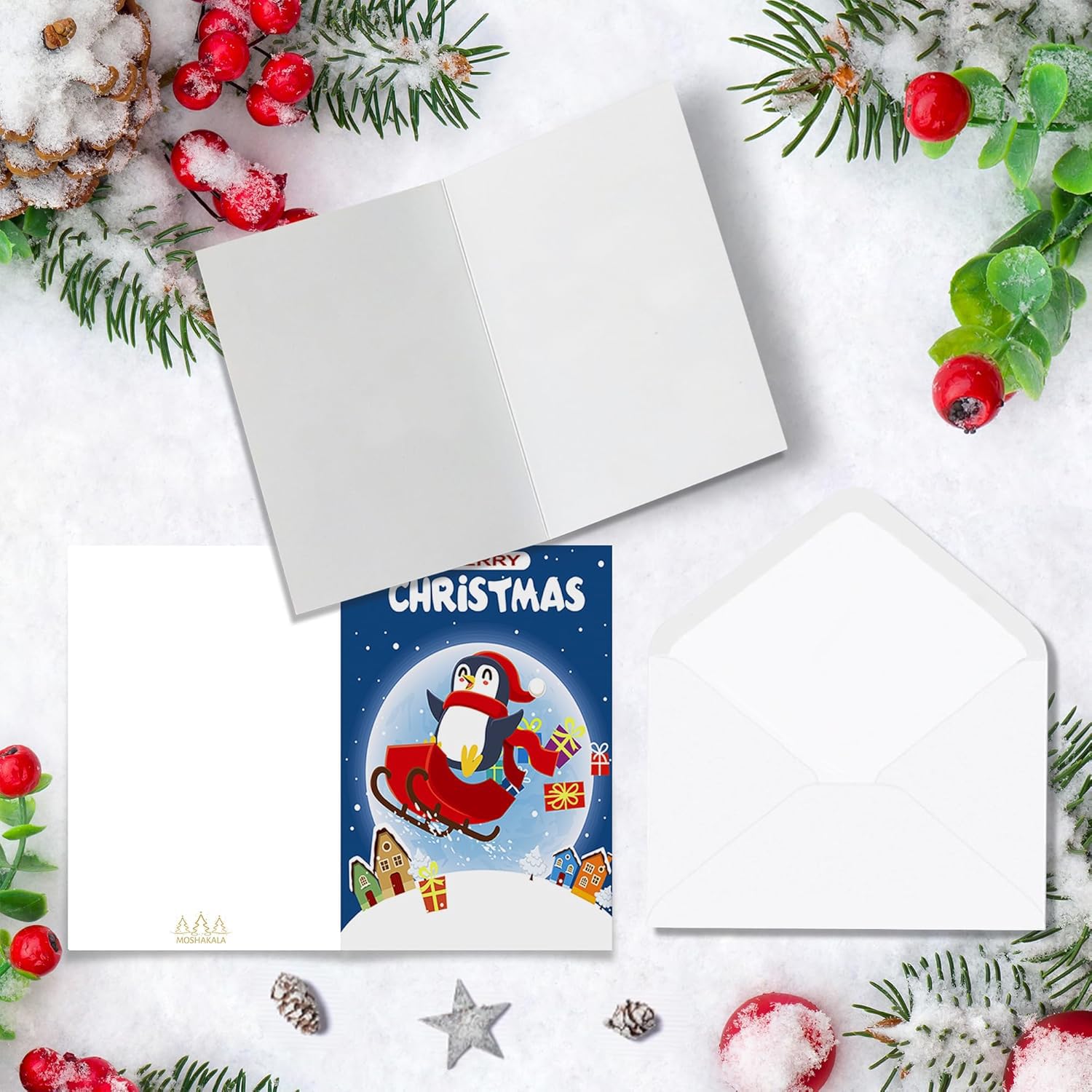 24 Pack Christmas Cards Bulk - 4" x 6" Fun & Festive Designs, Blank Inside, Christmas Holiday New Years Greeting Cards, 6 Assorted Designs Christmas Cards With Envelopes, Winter Cards (Santa Claus)