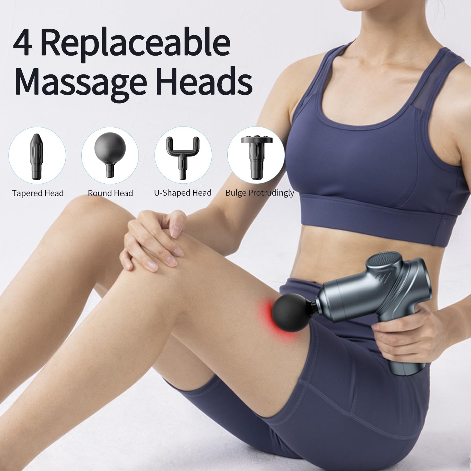 LEERCON Massage Gun Deep Tissue, Silent Brushless Motor and Portable Massage Gun with 4 Interchangeable Heads for Deep Muscle Relief and Relaxation, Relax Gift