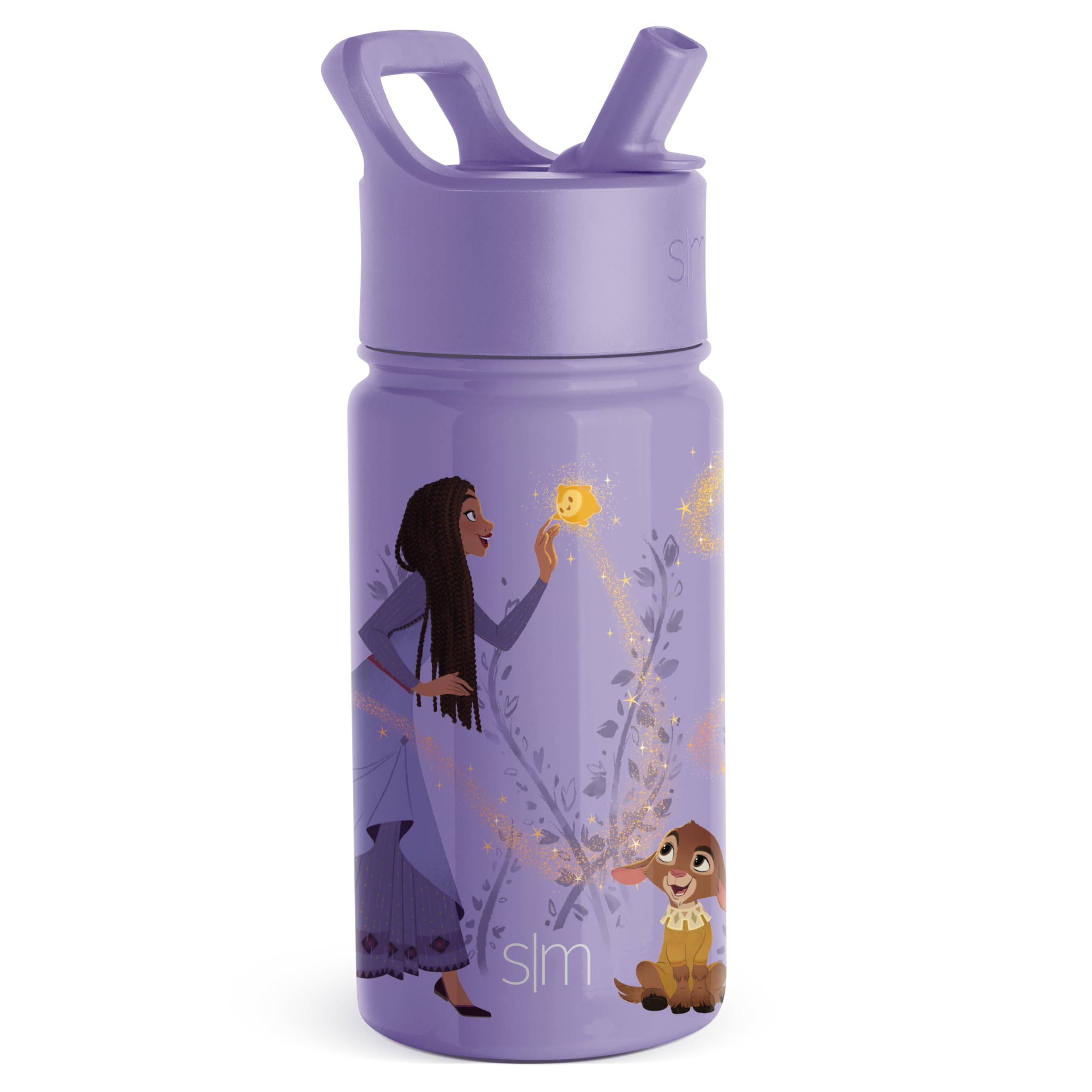 Simple Modern Disney Wish Kids Water Bottle with Straw Lid | Reusable Insulated Stainless Steel Cup for Girls, School | Summit Collection | 14oz Water Bottle