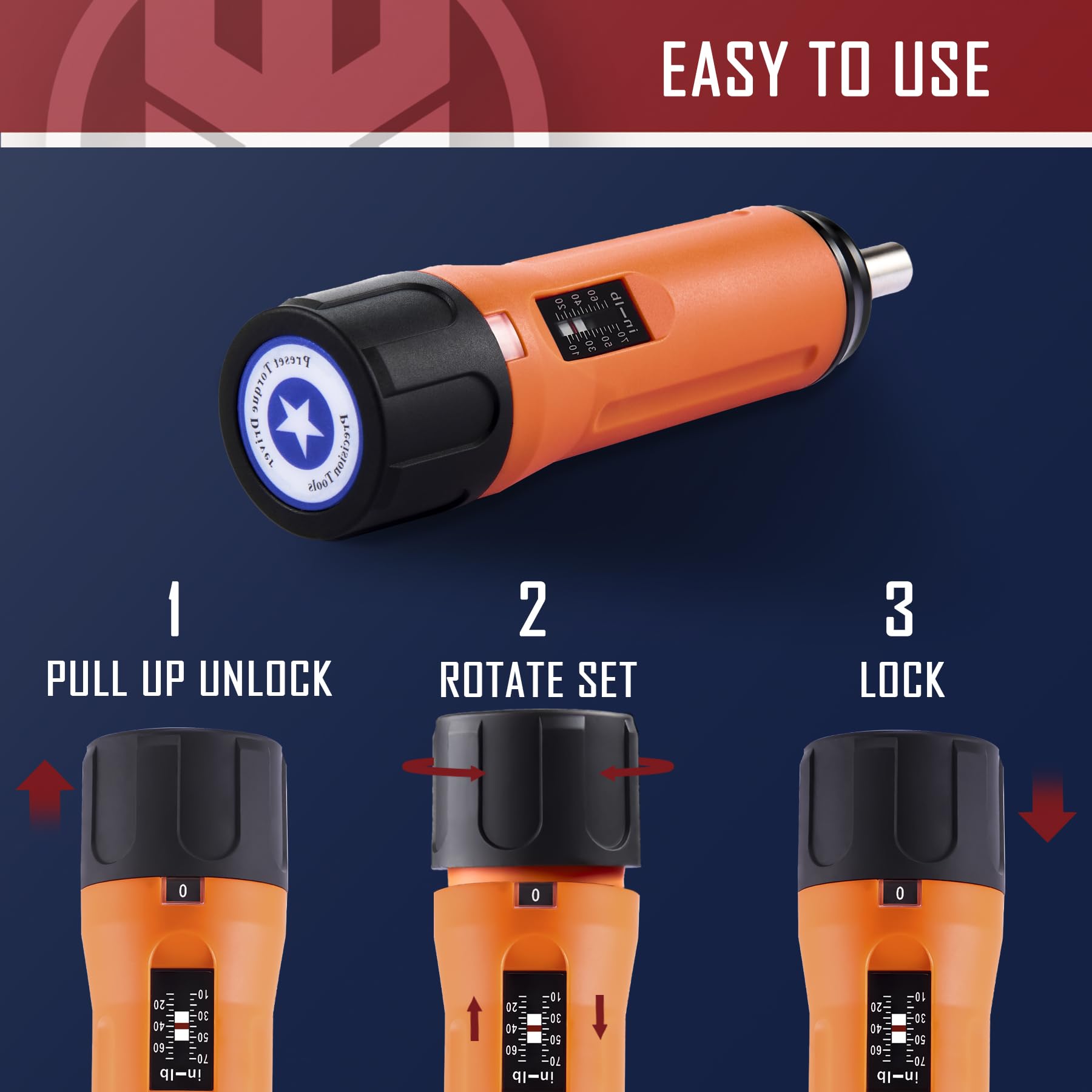 KNINE OUTDOORS Torque Screwdriver Wrench Driver Set 10-70 Inch Pounds lbs for Maintenance with T-bar Handle, 40 Hex Bits, 1/4" Socket, Shaft Extension, For Tools, Bike Repairing and Mounting, Orange