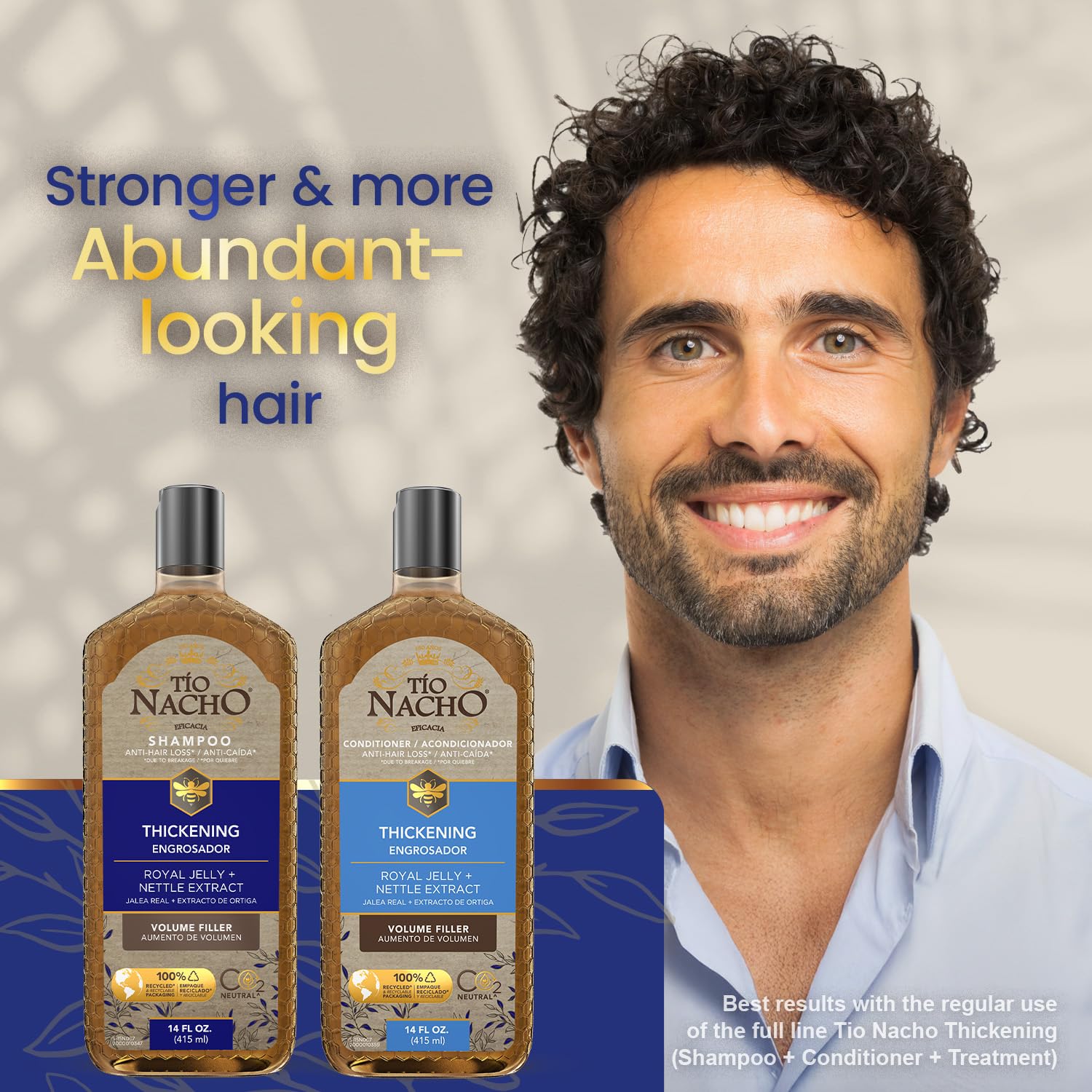 Tio Nacho Thickening Shampoo & Conditioner Set for Thinning Hair – Hair Loss Shampoo for Men & Women + Thickening Conditioner with Natural Extracts to Volumize Hair – Paraben Free, 14 fl oz Each
