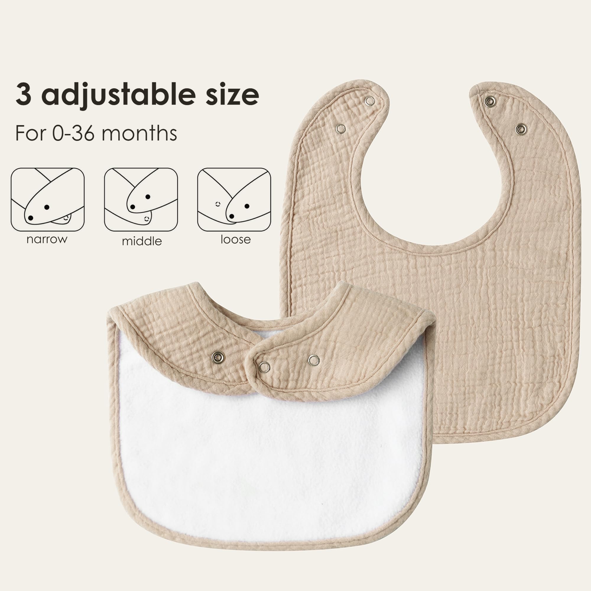 MairMore 8 Pack Baby Muslin Bibs 100% Cotton Bibs for Boys Girls,Soft and Absorbent Bib Set for Feeding and Drooling