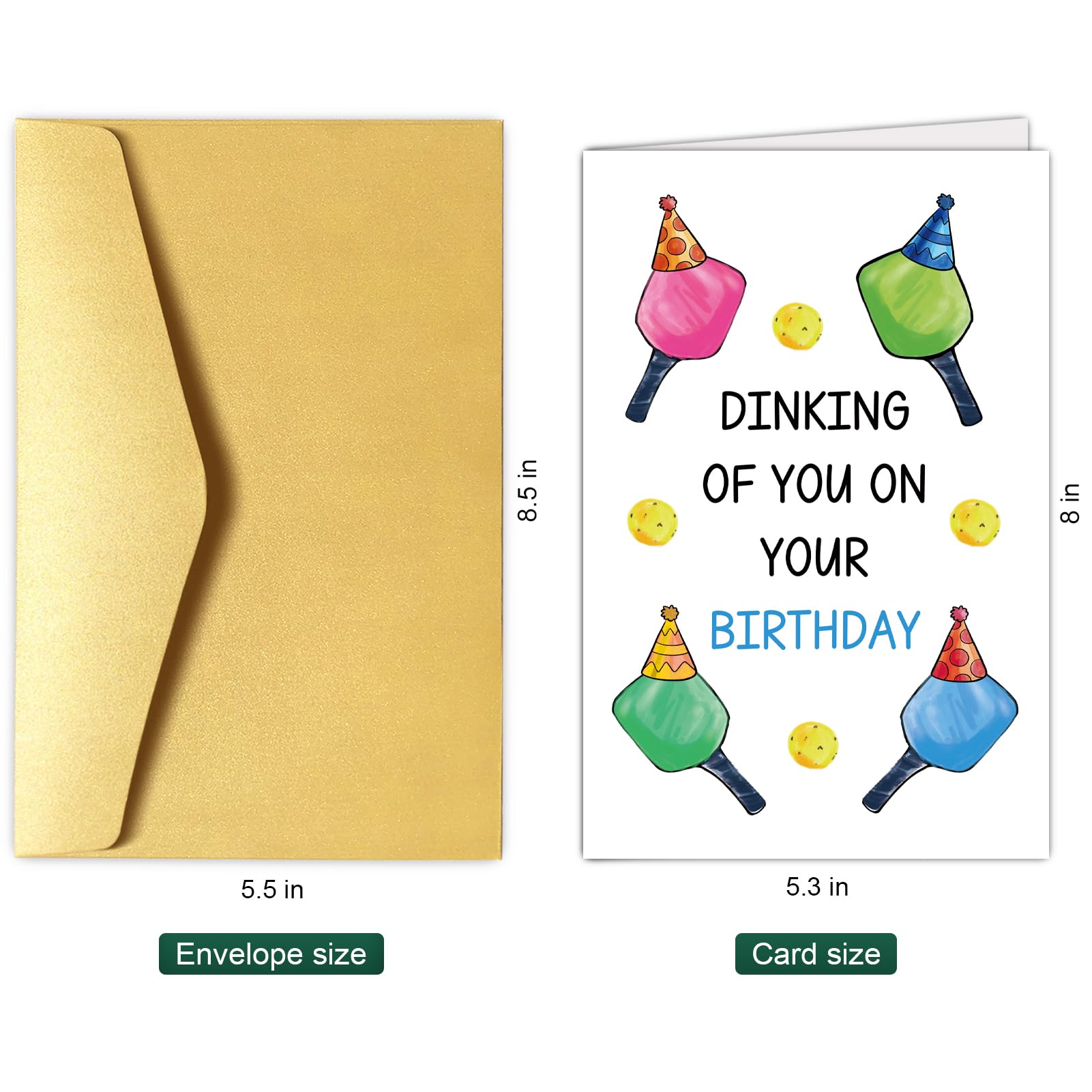 Chenive Funny Pickleball Birthday Card for Men Women, Hilarious Sport Themed Birthday Pun Card for Him Her, Dinking Of You On Your Birthday