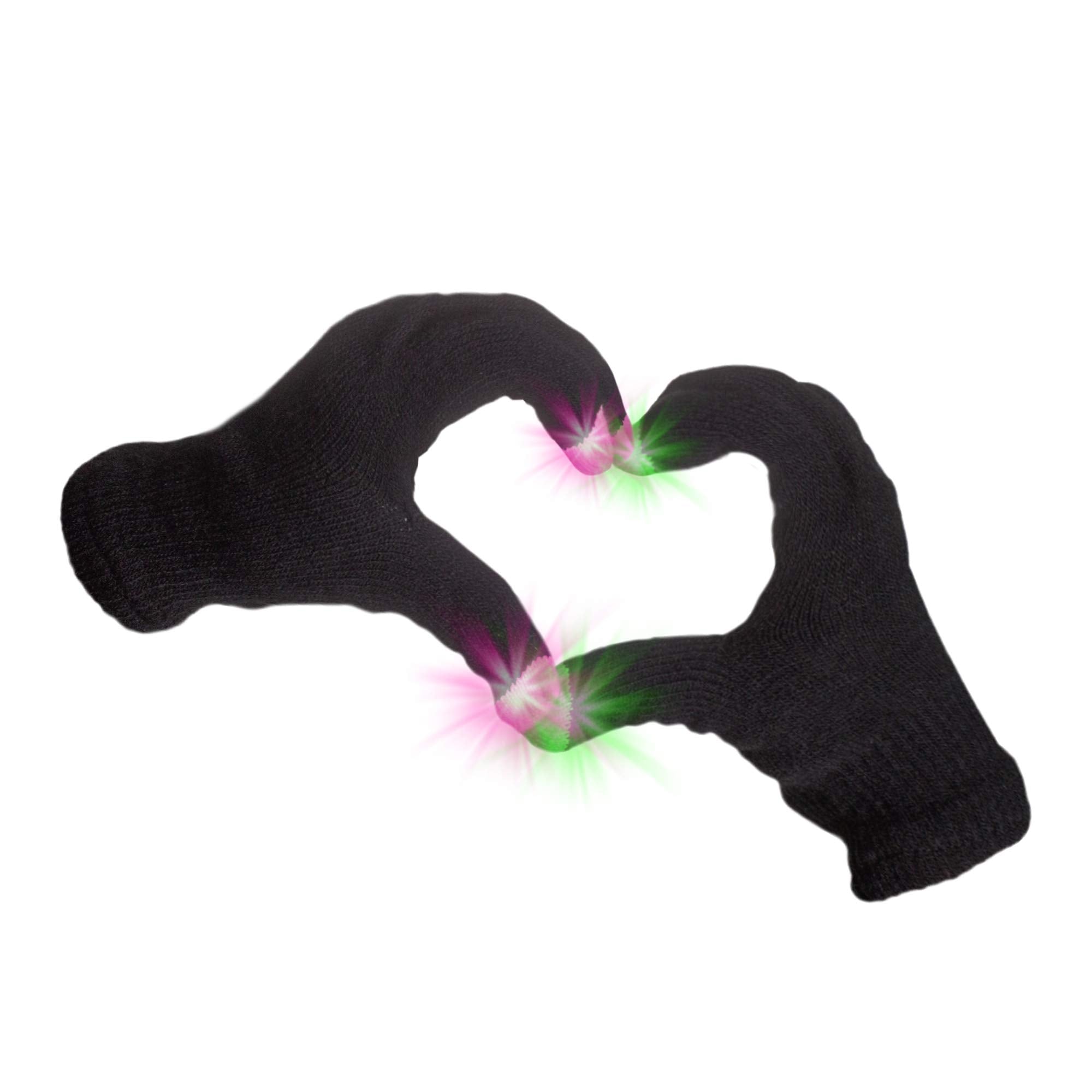 Fun Central 1Pair - LED Rave Gloves - Flashing Light Up with Finger Lights - Black