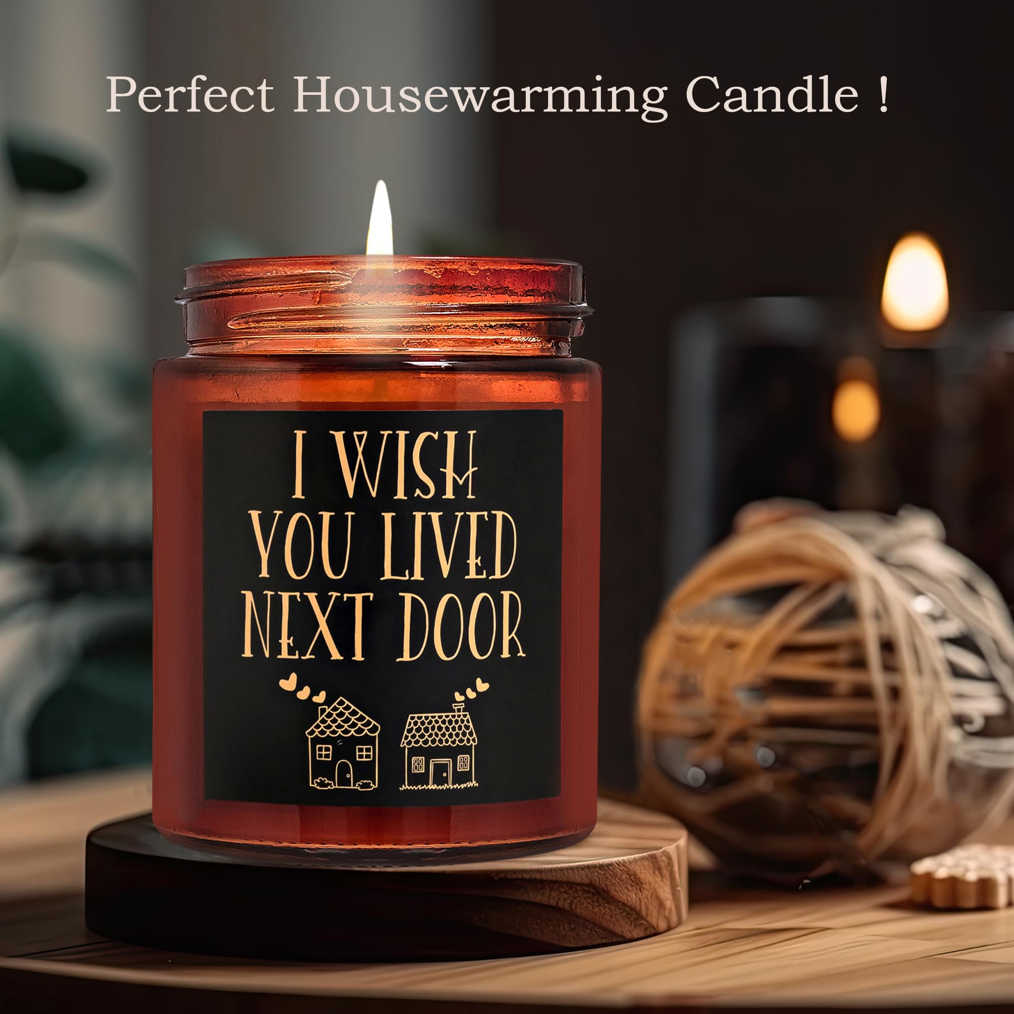 Briojoy Gifts for Women - I Wish You Lived Next Door Candle - Fun Birthday, Friendship Gift for Her - Gifts for Sister Mom Girlfriend Men Coworker - Best Friend, Bestie Presents - Jasmine Soy Candle