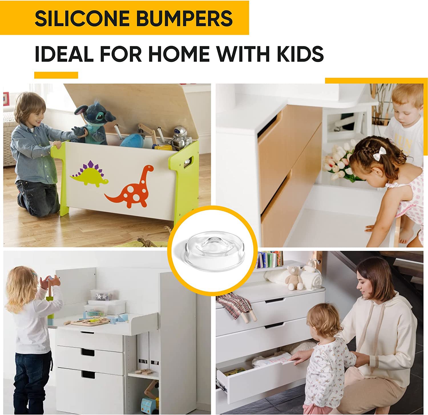 Vellax Cabinet Door Bumpers - Self Adhesive Pads, Cabinet Stoppers, Rubber Bumpers for Drawers, Cupboards, Cutting Boards, Glass Tops, Picture Frames, Kitchen Furniture