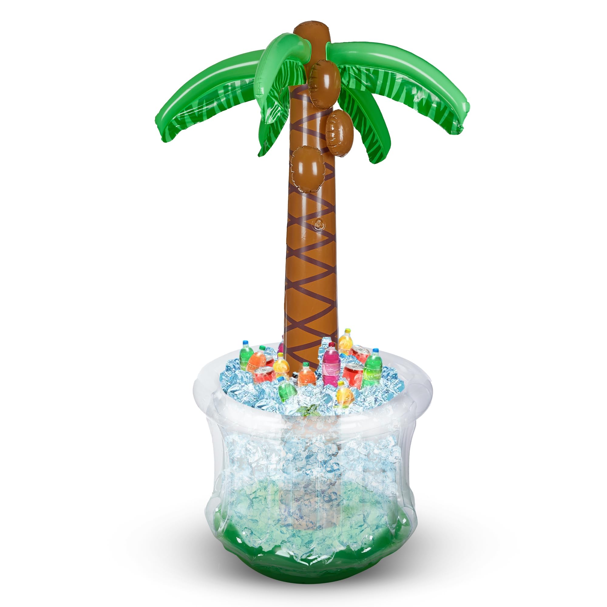 Playbees Inflatable Palm Tree Cooler 60" - Blow Up Palm Tree Party Cooler, Luau Hawaiian Tropical Beach Theme, Summer Swimming Pool Party Decorations - Outdoor Party Supplies - Kids Adults Birthday