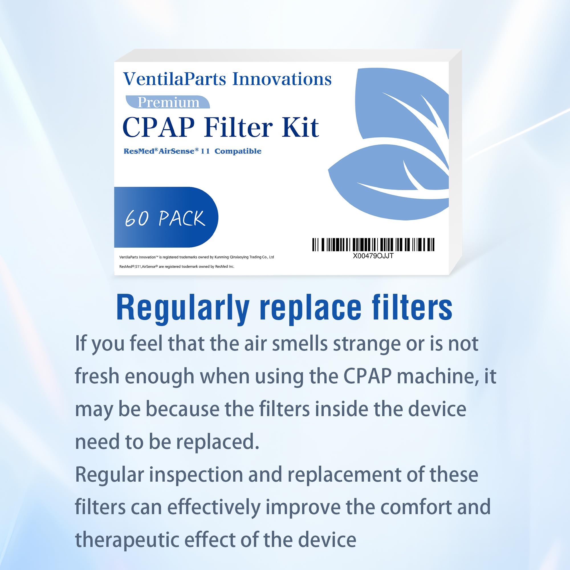 60 Pack-Premium CPAP Filters - Compatible with ResMed Airsense 11 Series