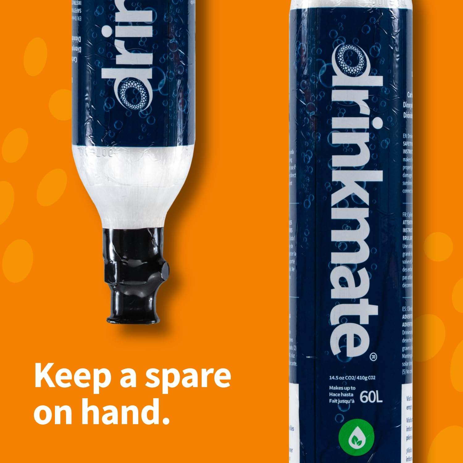 Drinkmate Threaded 60L CO2 Exchange Cabonation Cylinders, Compatible w/SodaStream (Screw-In), Aarke, Ninja Thirsti, 14.5 Oz, Cartridge Gas Canister Refill (Set of 2)