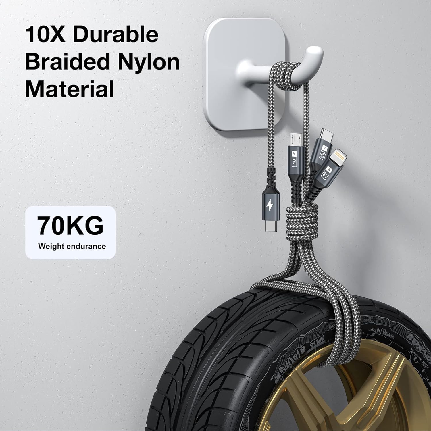 GIANAC 100W USB C Multi Charging Cable [1.2M] 3 in 1 Charging Cable with E-Mark Chip, USB C [100W]+Lightning[27W]+Micro[10W] for iPad Pro, iPad Mini, MacBook Pro/Air/iPhone14 13 12 11
