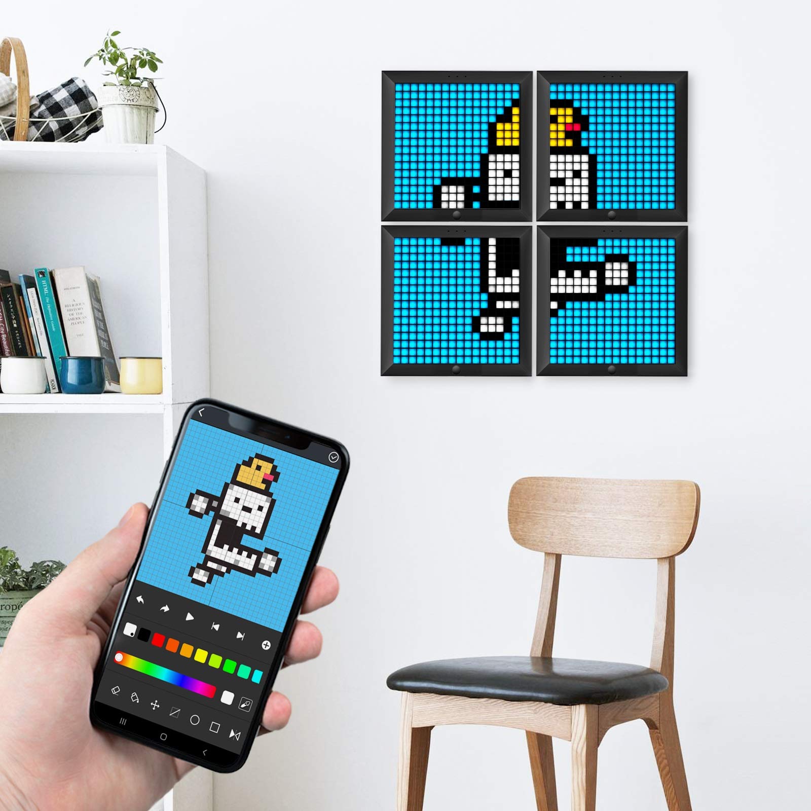 Divoom Pixoo - Pixel Art Digital Picture Frame with 16x16 LED Display APP Control - Cool Animation Frame Wall/Desk Mount for Gaming Room & Bedside Table -Black