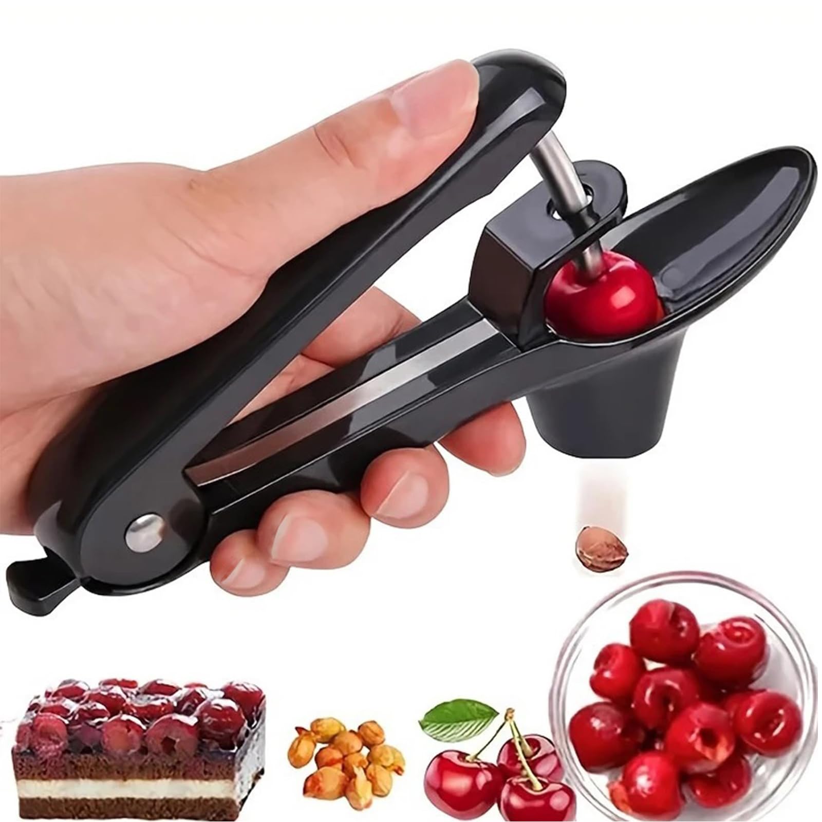 Cherry Pitter, Cherry Pit Remover Tool, Olives Pitter Cherry Seed Core Stoner Seed Tool with Lock Design, Durable Cherries Corer Fruit Pit Remover for Cherry Jam