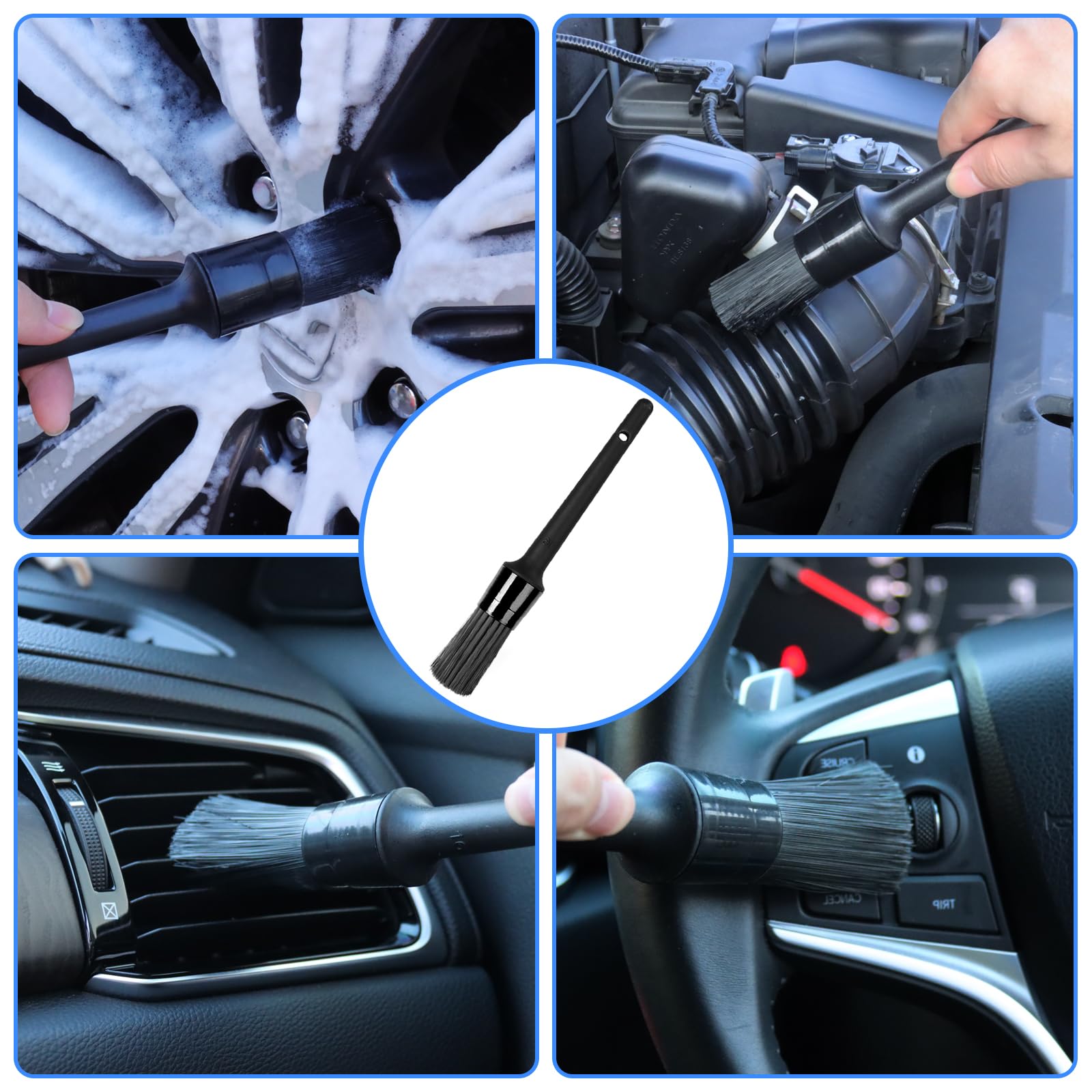 NIKCOSMK Wheel Brush, Wheel & Rim Cleaner Brush, Tire Brush, Wheel Cleaning Brush, Bendable & Durable Car Wheel Brush Set, Car Detailing Brushes, Wheel Brushes for Cleaning Wheels