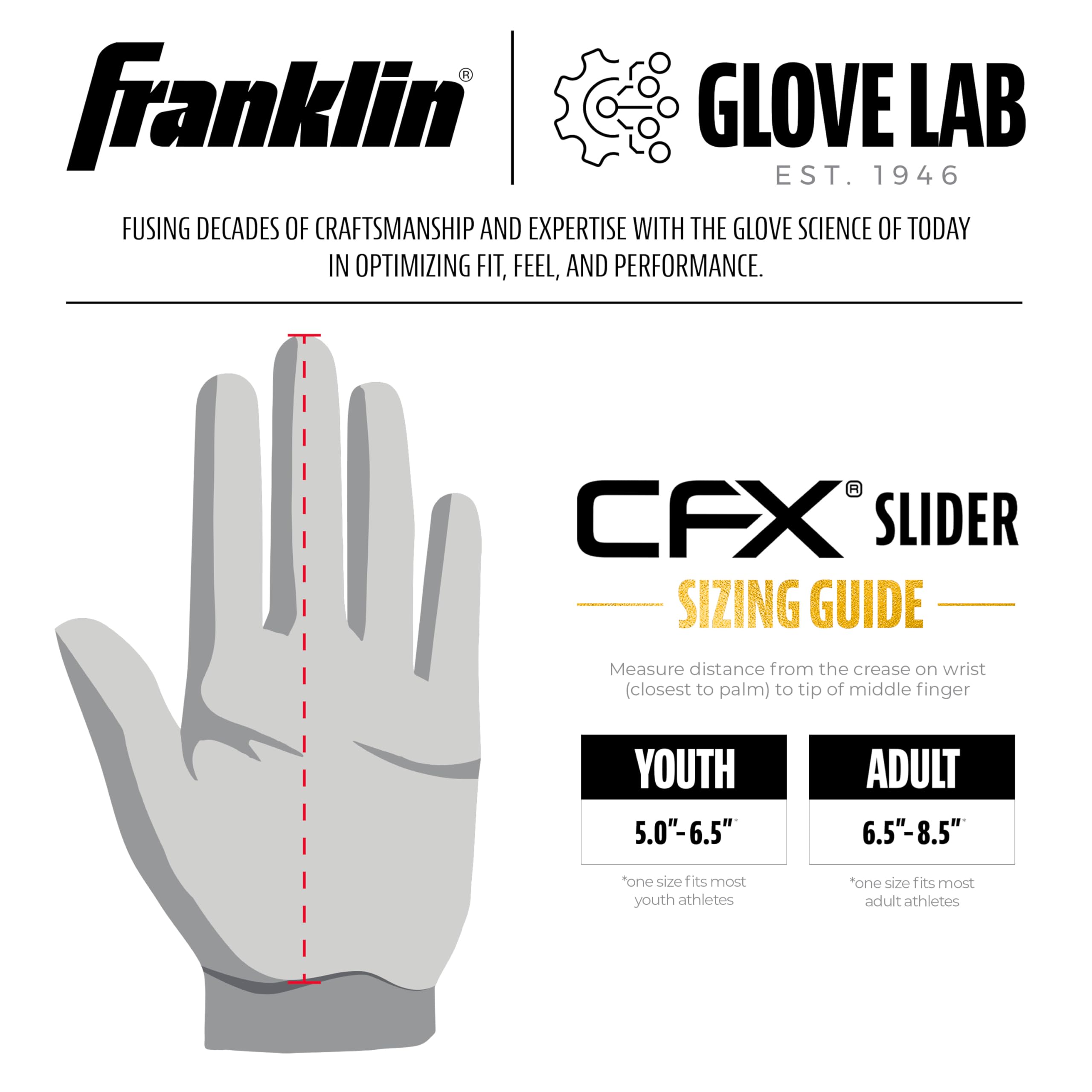 Franklin Sports MLB Baseball + Softball Sliding Mitt - CFX PRT Adult Protective Baserunning Sliding Glove - Left + Right Hand Mitt - Hand + Wrist Protector for Running - Black + Gold - One Size
