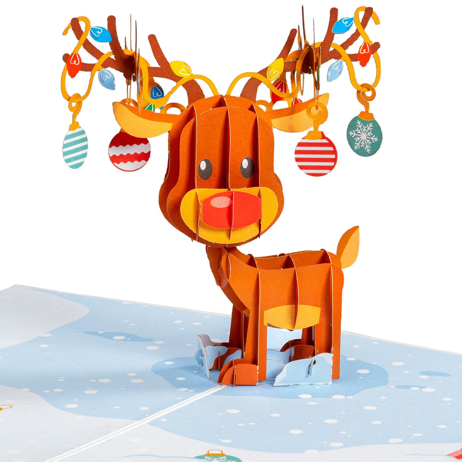 Paper Love 3D Reindeer Pop Up Christmas Card, Gift for Christmas or Holidays, 5" x 7" Cover - Includes Envelope and Removable Note Tag