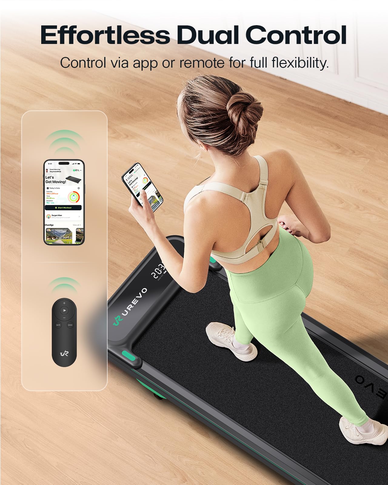 UREVO 2025 Upgrade Smart Walking Pad with MIIT Modes, Walking Pad Treadmill with APP, Treadmills for Home 2.5 HP Motorized, Plug and Play Jog Machine with HiveTech Cushioning, Remoter and LED Display