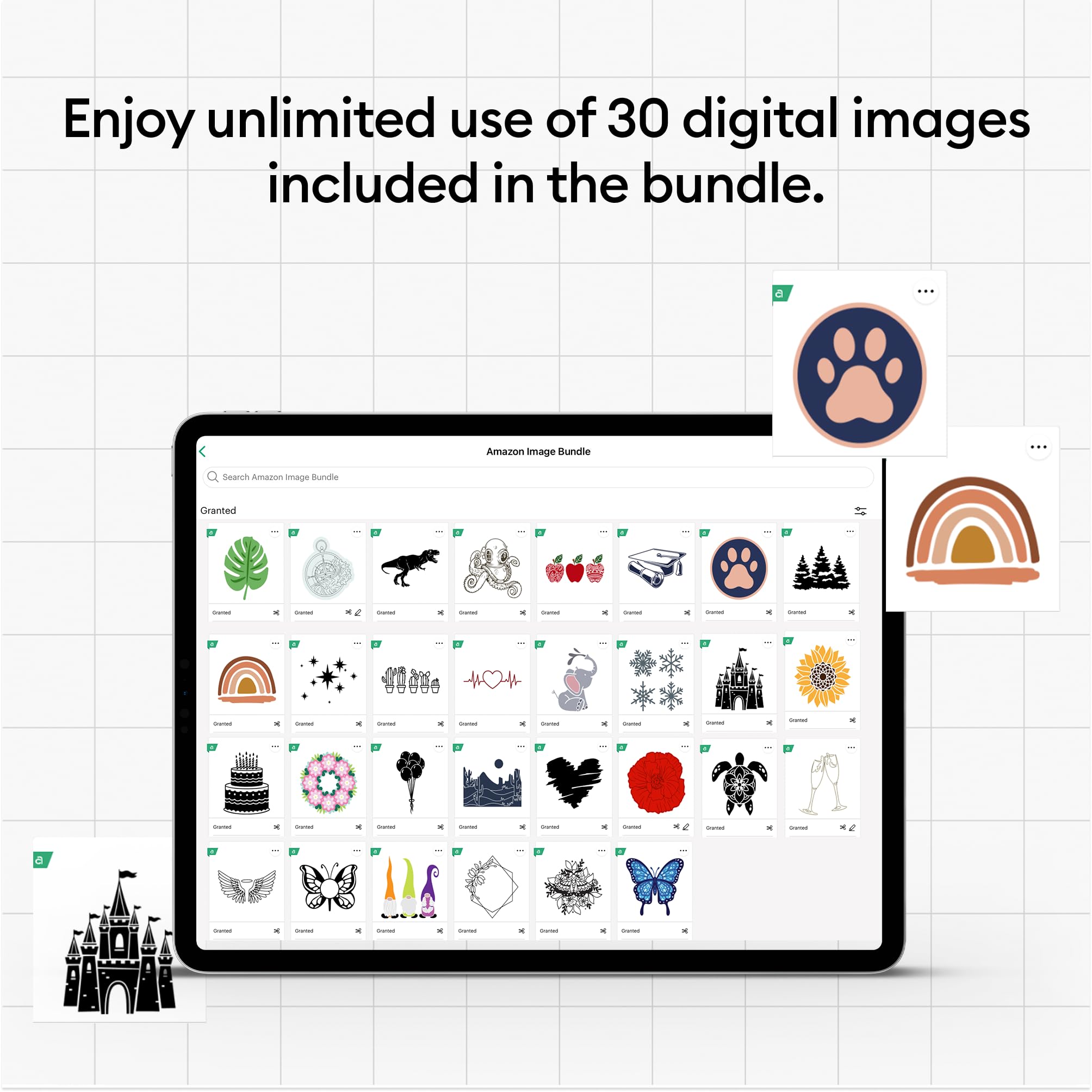 Cricut Maker 3 & Digital Content Library Bundle - Includes 30 images in Design Space App - Smart Cutting Machine, 2X Faster & 10X Cutting Force, Cuts 300+ Materials, Blue