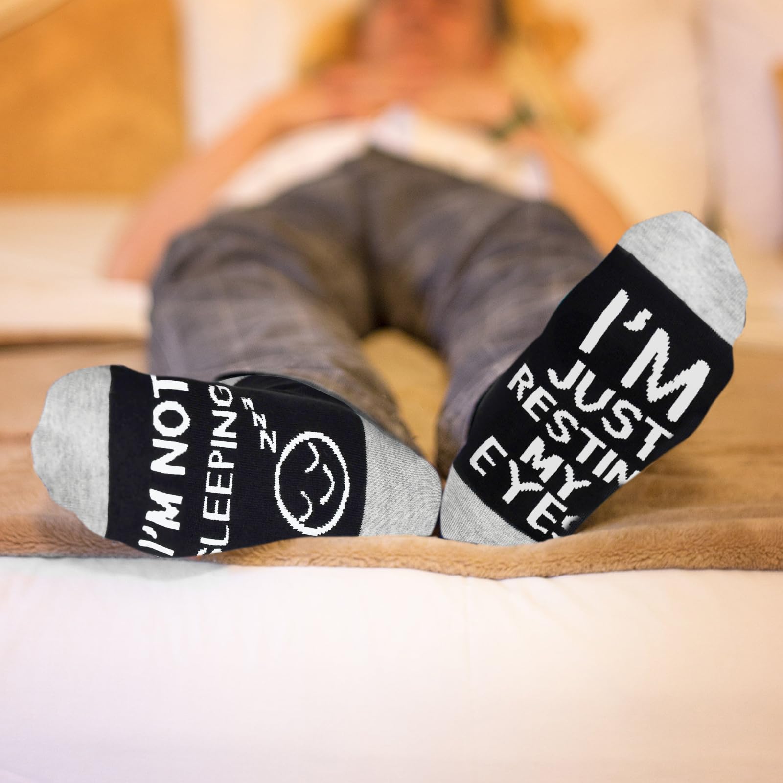 Dealswin Gifts for Dad Funny Socks: Birthday Gifts for Men Husband Garandpa, Stocking Stuffers for Men Father's Day Gifts idea, I'm Not Sleeping I'm Just Resting My Eyes Socks