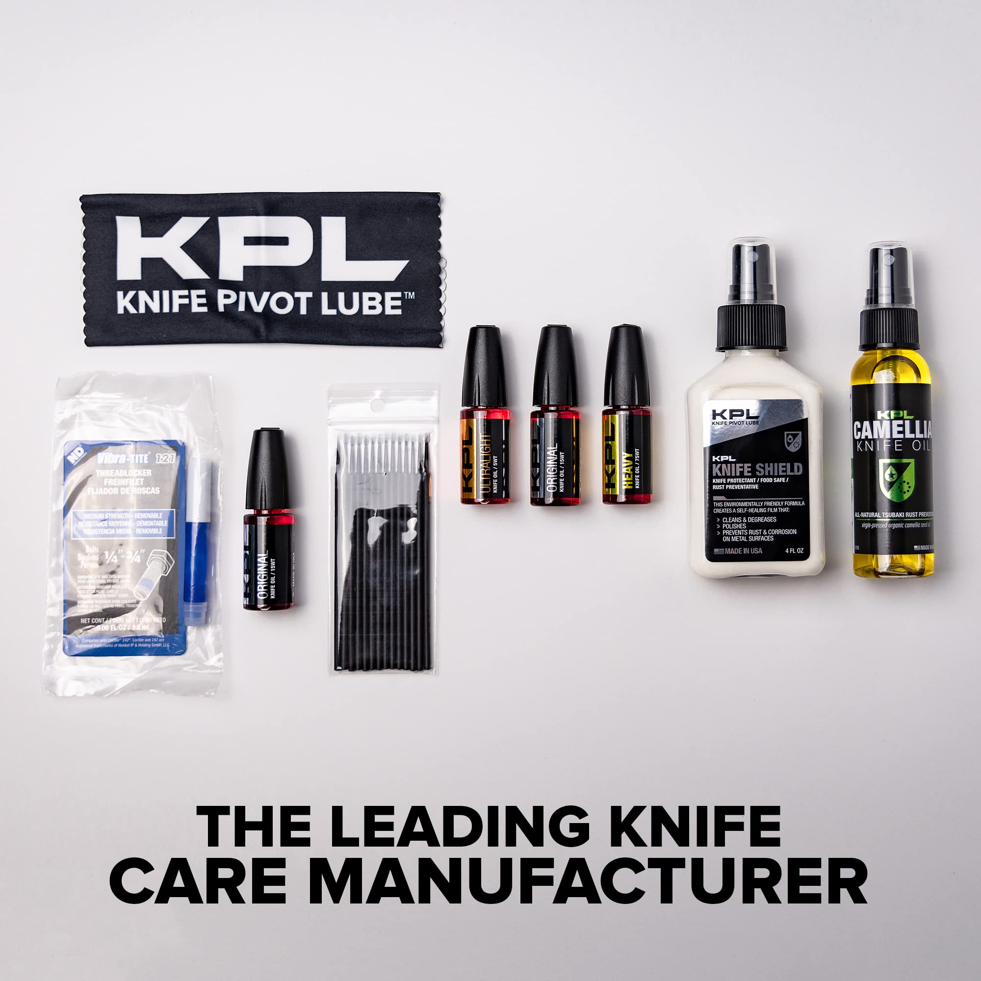 KNIFE PIVOT LUBE KPL Original Knife Care & Maintenance Kit Bundle for Blades Knife Pivot Lube Heavy,Pocket Knife Lubricant, Knife Honing Oil Knife Oil Lubricant for Blade Care, 10ml Oil Bottle