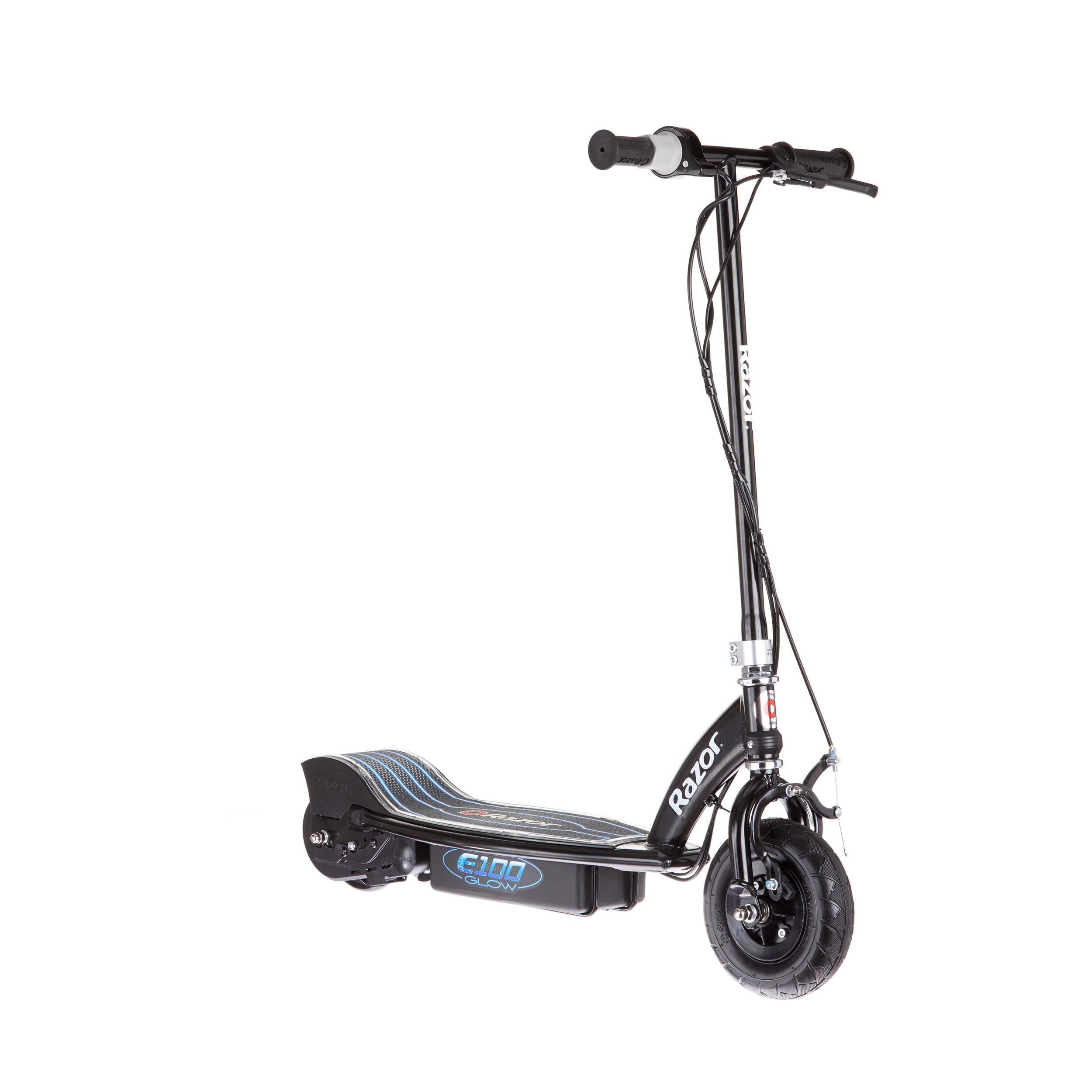 Razor E100 Glow Electric Scooter for Kids Age 8 and Up, LED Light-Up Deck, 8" Air-filled Front Tire, Up to 40 min Continuous Ride Time