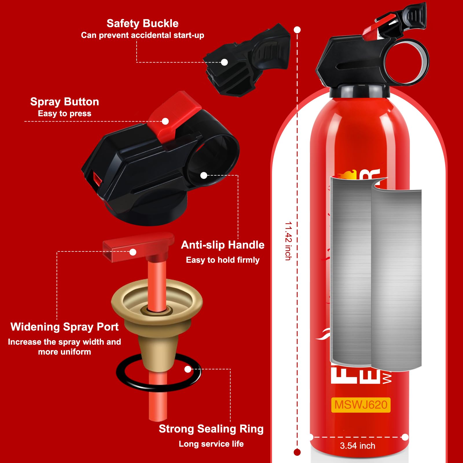 Fire Extinguisher for Home - 1pack Car Fire Extinguisher with Wall Mount, Small A B C K Fire Extinguisher, Water-Based Fire Extinguishers for Car/House/Kitchen/Truck/Marine/Boat/Vehicle/utv/rv