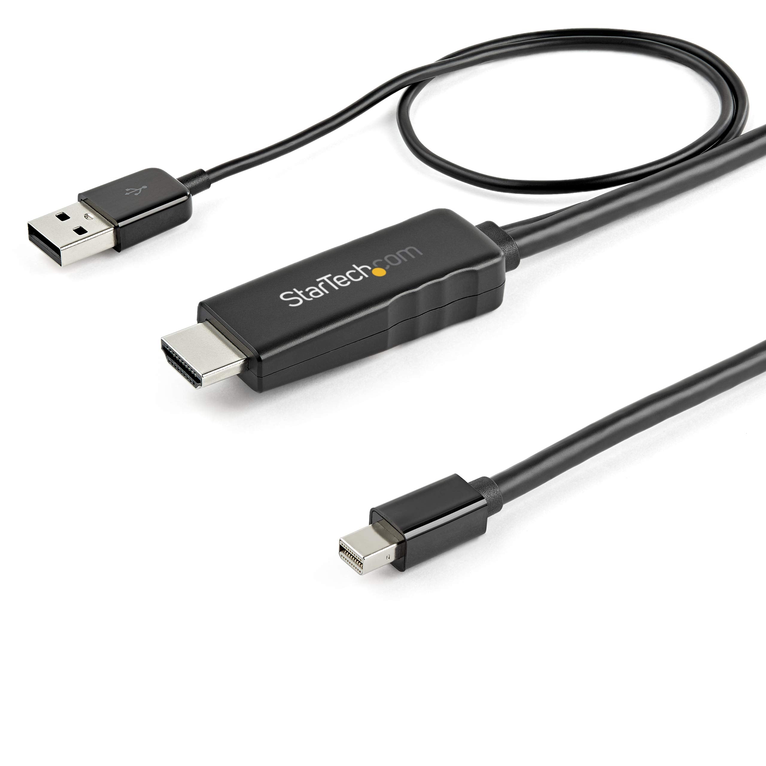 StarTech.com 6ft (2m) HDMI to Mini DisplayPort Cable 4K 30Hz - Active HDMI to mDP Adapter Converter Cable with Audio - USB Powered - Mac & Windows - Male to Male Video Adapter Cable (HD2MDPMM2M)