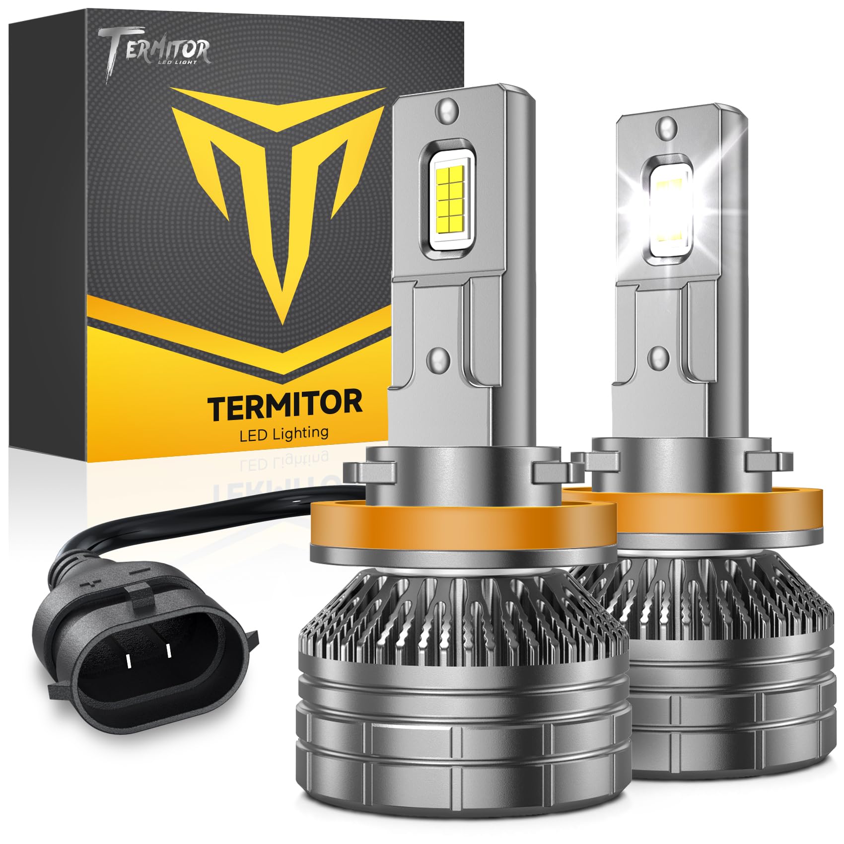 Termitor H11 bulbs,Newest 26000LM 800% Brightness H8 H9 light Bulbs,6500K Cool White fog bulbs,60000Hrs Lifespan, IP68 Waterproof, Quick Installation Pack of 2