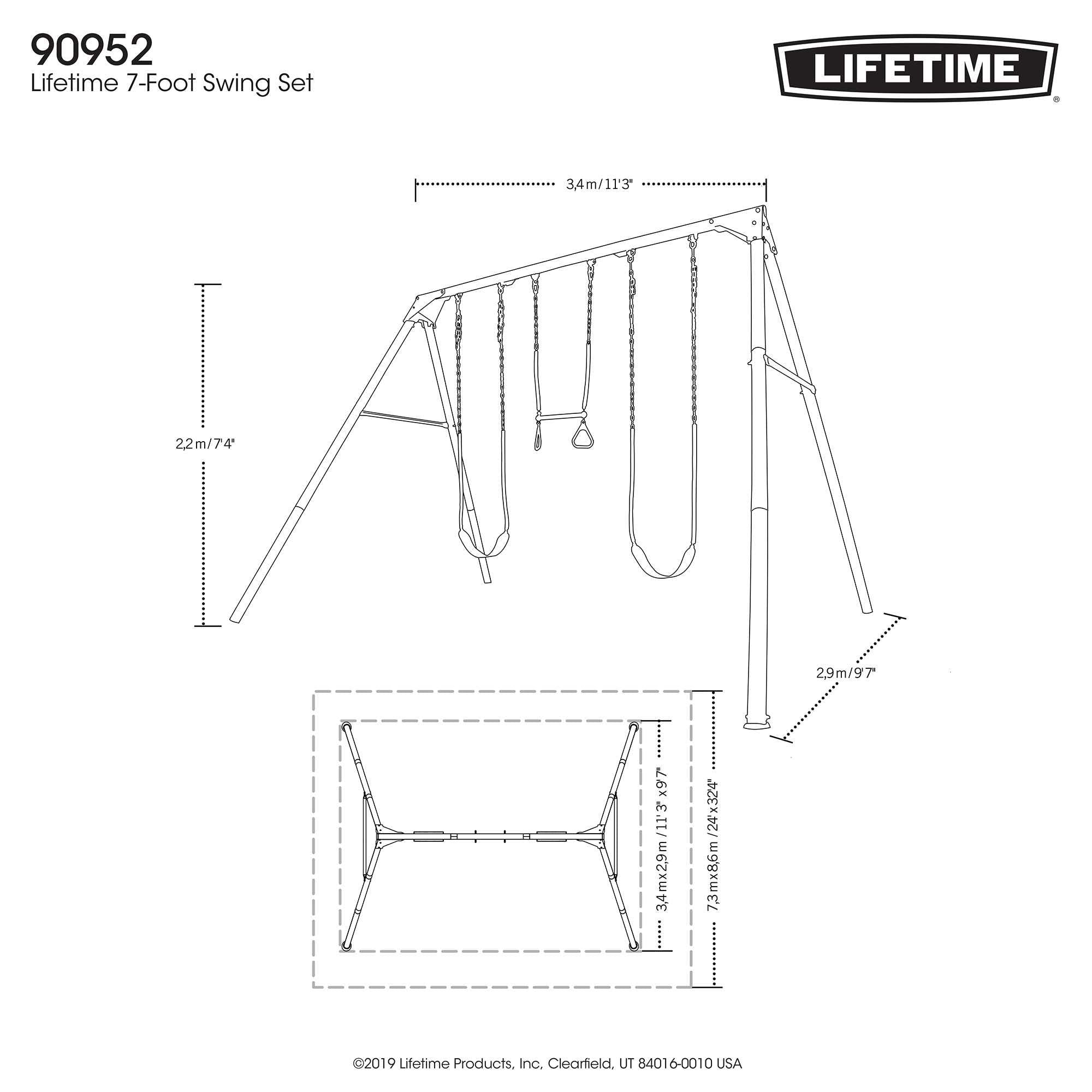 Lifetime Metal Swing Set for Kids, Outdoor Heavy Duty Playset