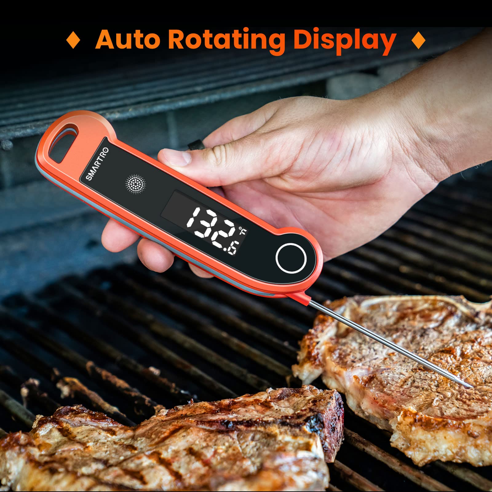 SMARTRO ST49 Digital Thermocouple Instant-Read Meat Thermometer with Ambidextrous Backlit for Food, Grilling, BBQ, Kitchen Cooking, Oil Deep Frying and Candy