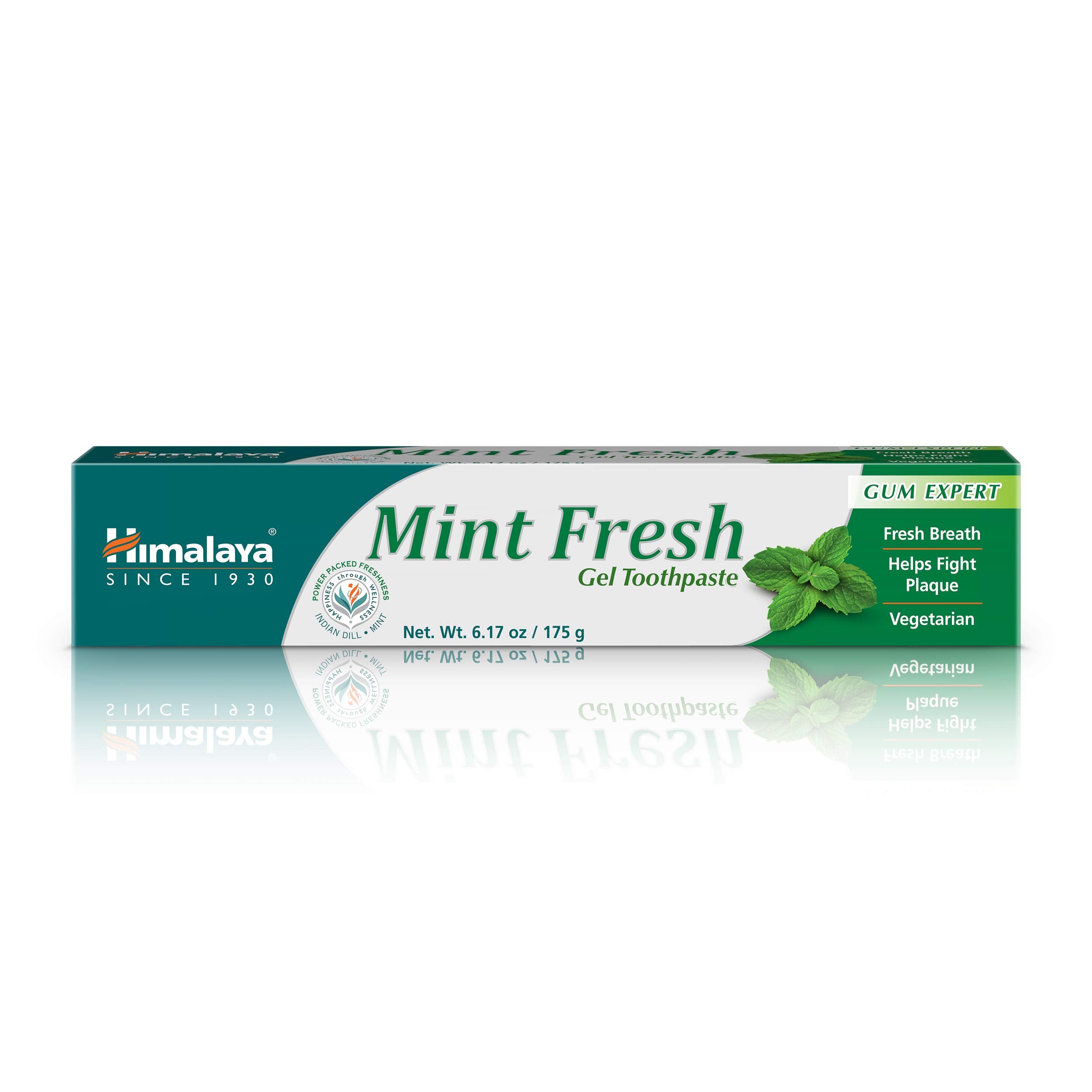 Himalaya Mint Fresh Gel Toothpaste, Fluoride Free to Reduce Plaque & Brighten Teeth, 6.17 oz