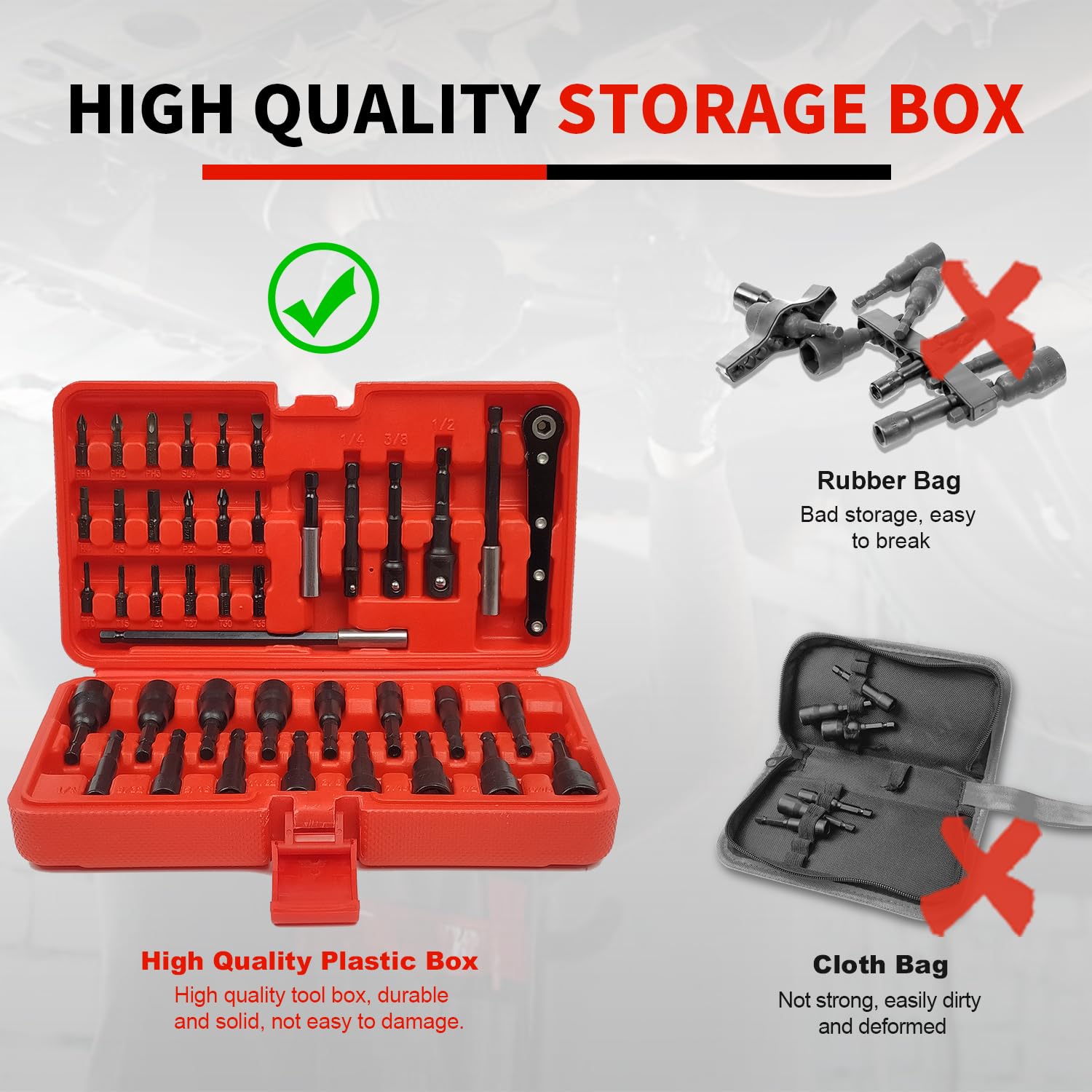 AKMTOOL 41Pcs Magnetic Nut Driver Set, 1/4" Quick-Change Hex Shank | SAE & Metric | Cr-V Steel, Magnetic Screwdriver Bit Set W/Drill Bit Extension & Drill Bit Adapter, Ratchet Wrench