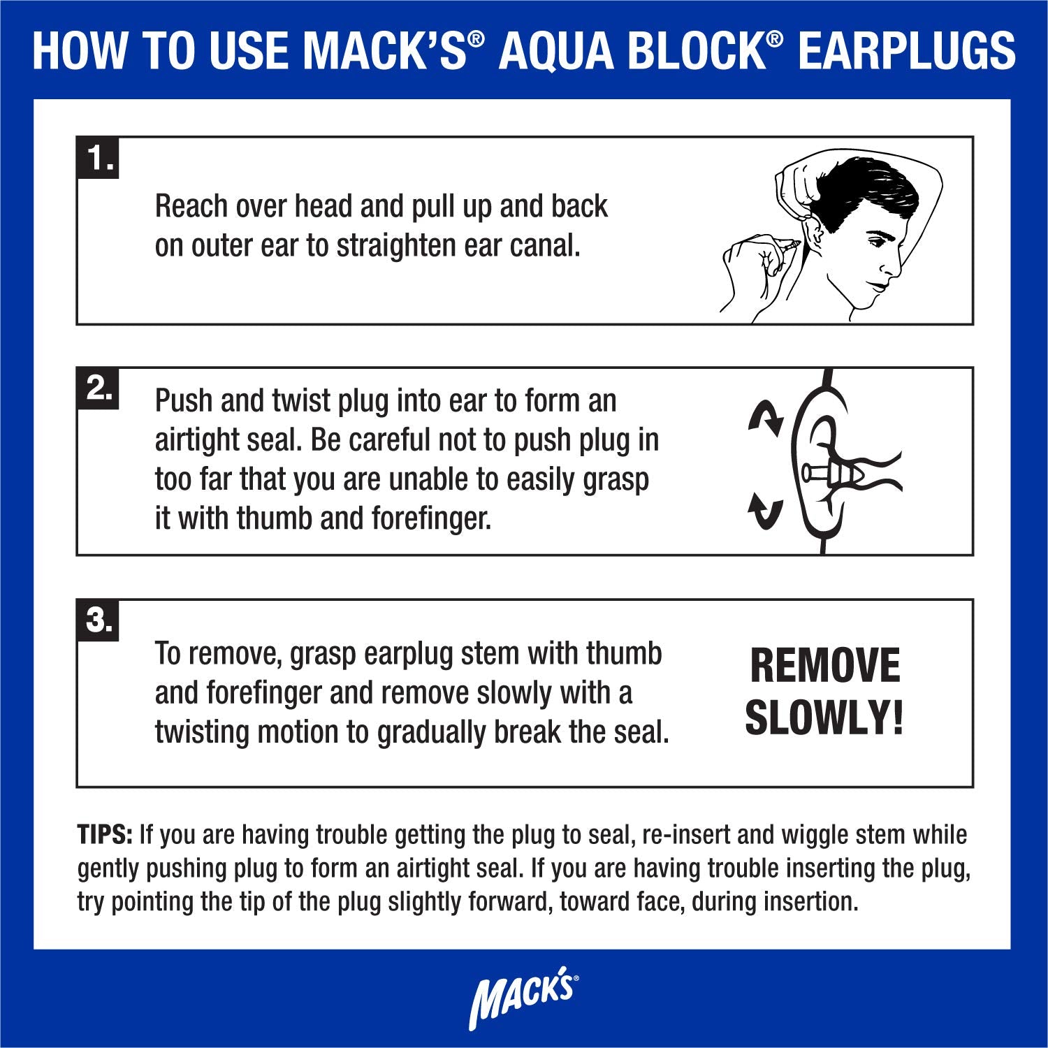 Mack's AquaBlock Swimming Earplugs, 3 Pair - Comfortable, Waterproof, Reusable Silicone Ear Plugs for Swimming, Snorkeling, Showering, Surfing and Bathing (Purple)