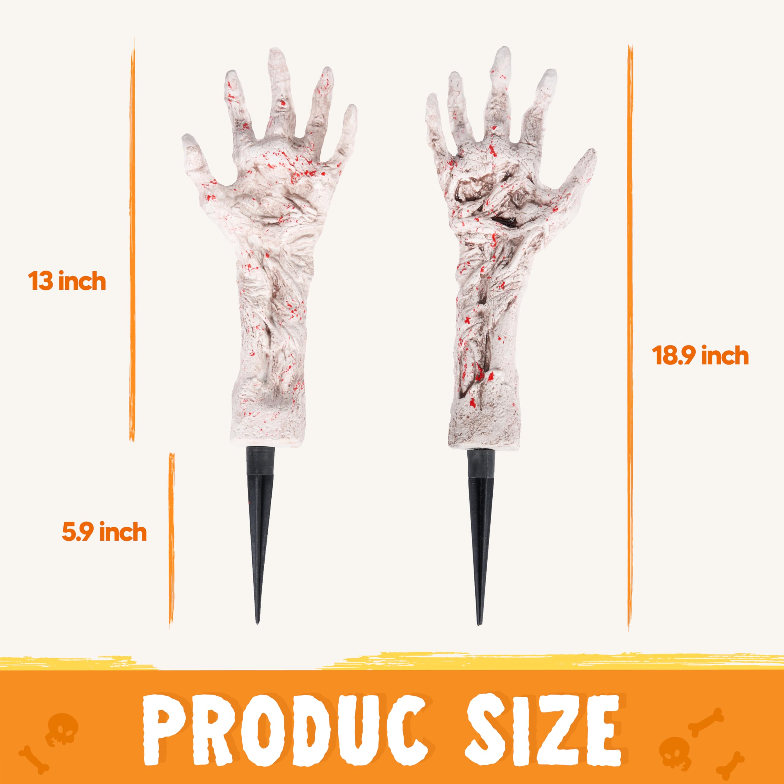 JOYIN Bloodstain Zombie Arm Stake Groundbreaker Halloween Outdoor Decoration Realistic Looking Fake Arm Hands Yard Stakes for Halloween Haunted House Yard Decoration