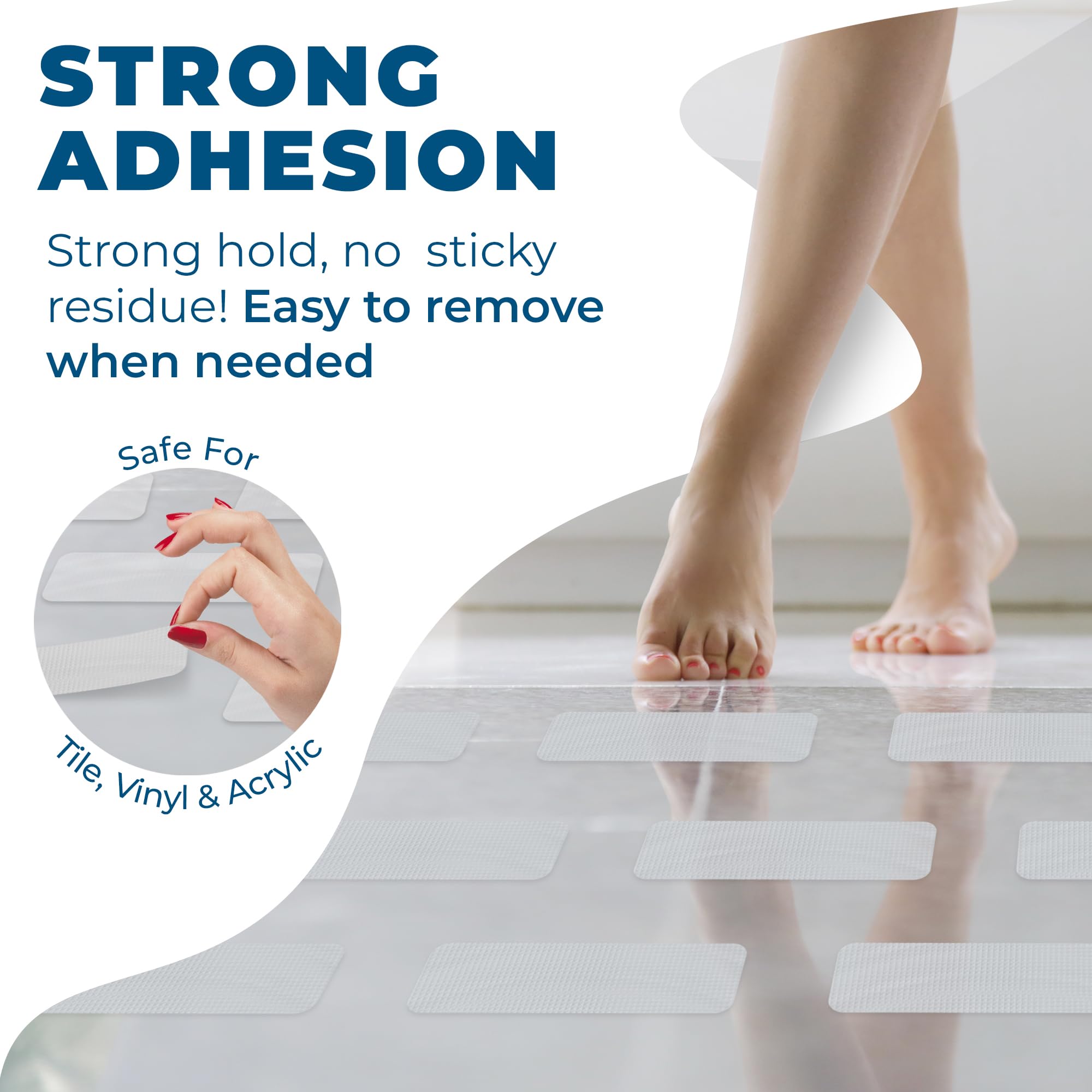 Homergy Anti Slip Shower Stickers 24 PCS, Invisible Non-Slip Shower Strips for Adults, Premium Adhesive Bath Tub Stickers (Clear)