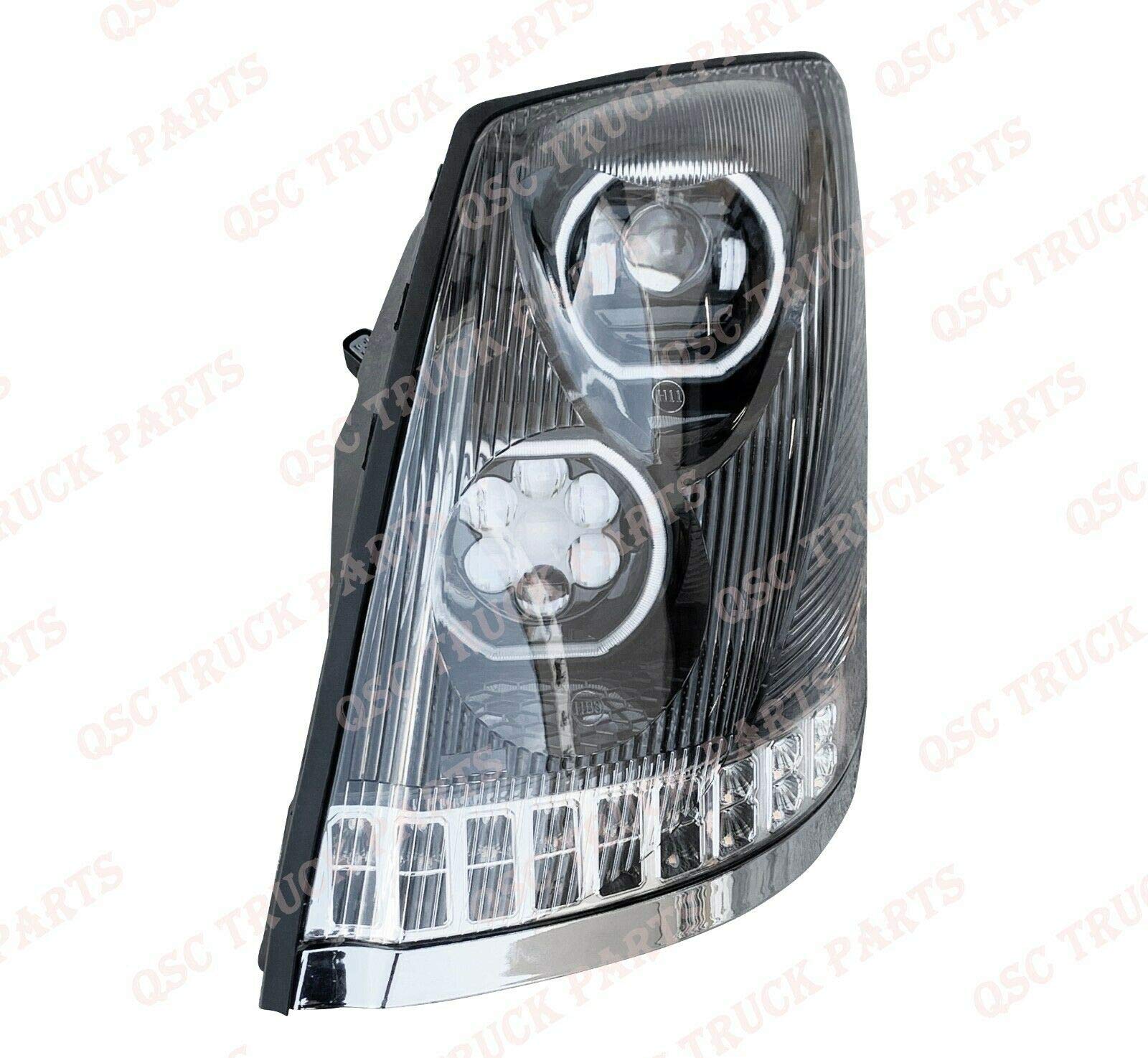 QSC Truck Parts Full LED Performance Headlights Pair Sequential Turn Signals Compatible with Volvo VNL 04-17
