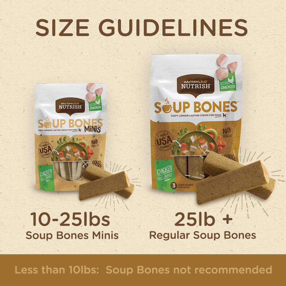 Rachael Ray Nutrish Soup Bones Dog Treats, Turkey & Rice Flavor, 11 Bones, Beige (071190048219)