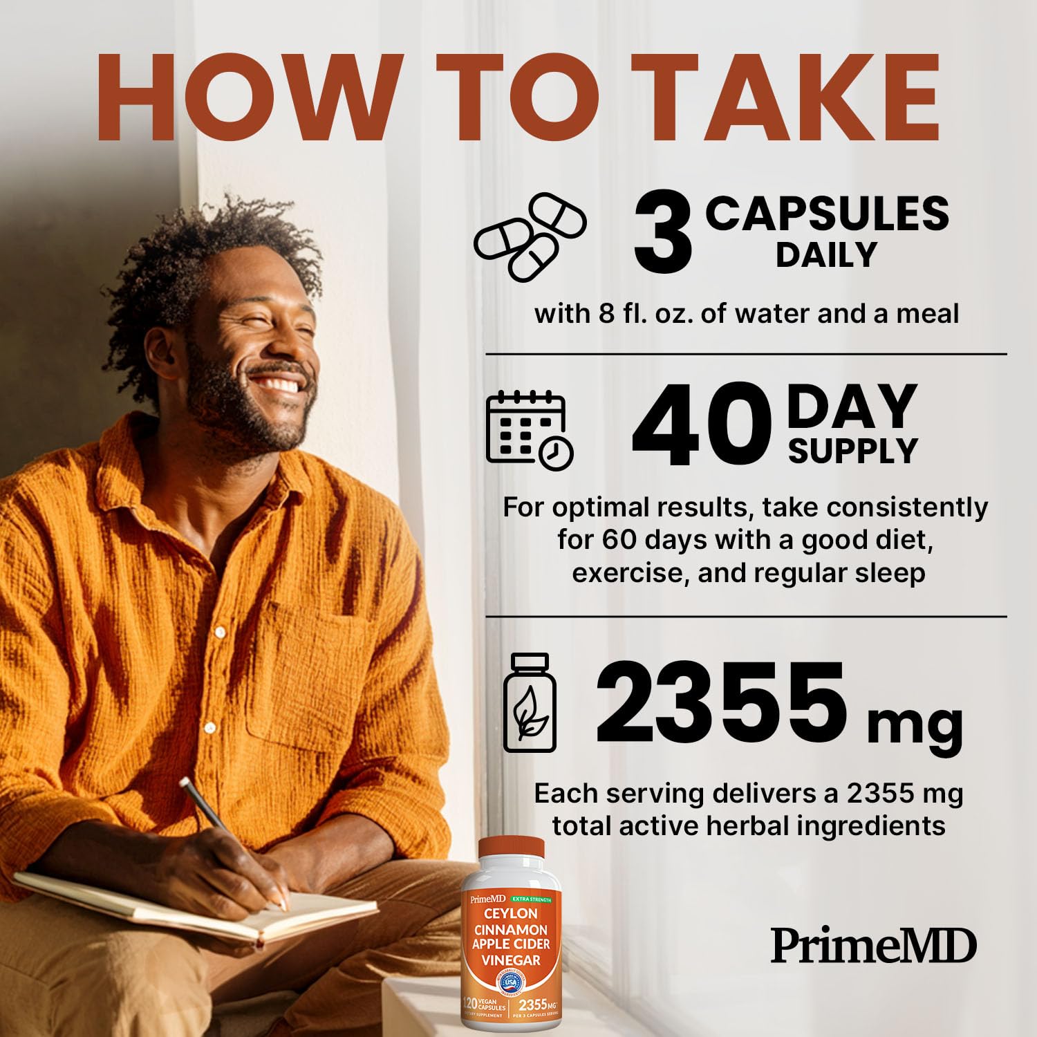 5-in-1 Ceylon Cinnamon Powder Extra Strength – Organic Ceylon Cinnamon Capsules with Turmeric, Apple Cider Vinegar, Korean Ginseng & BioPerine for Metabolism & Energy Support Pills (120 Ct, 3 Pack)