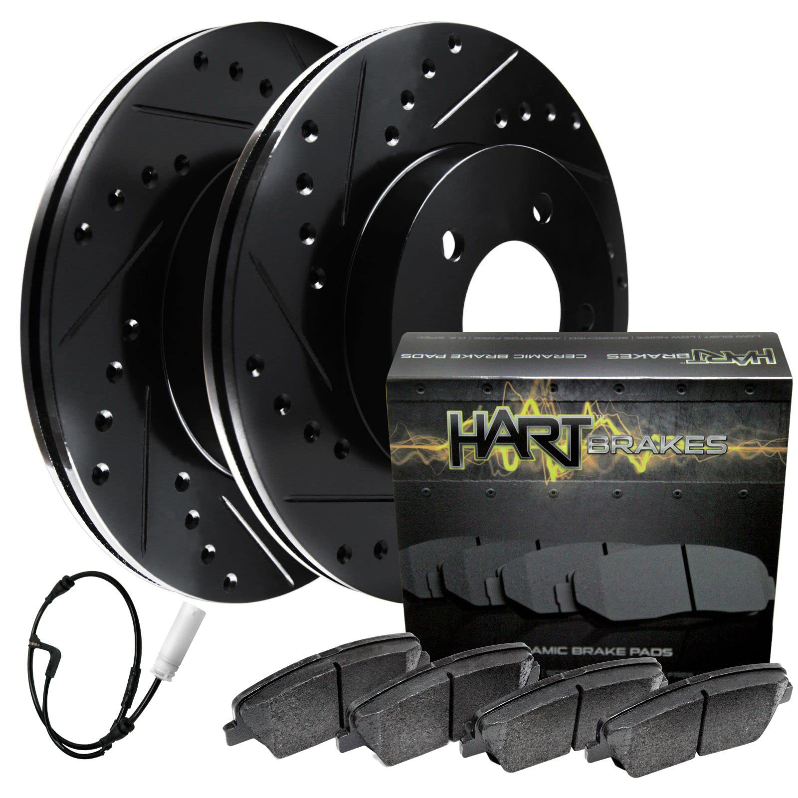 Hart Brakes Front Brakes and Rotors Kit |Front Brake Pads| Brake Rotors and Pads| Ceramic Brake Pads and Rotors |fits 2011-2018 BMW X5, 2011-2019 BMW X6