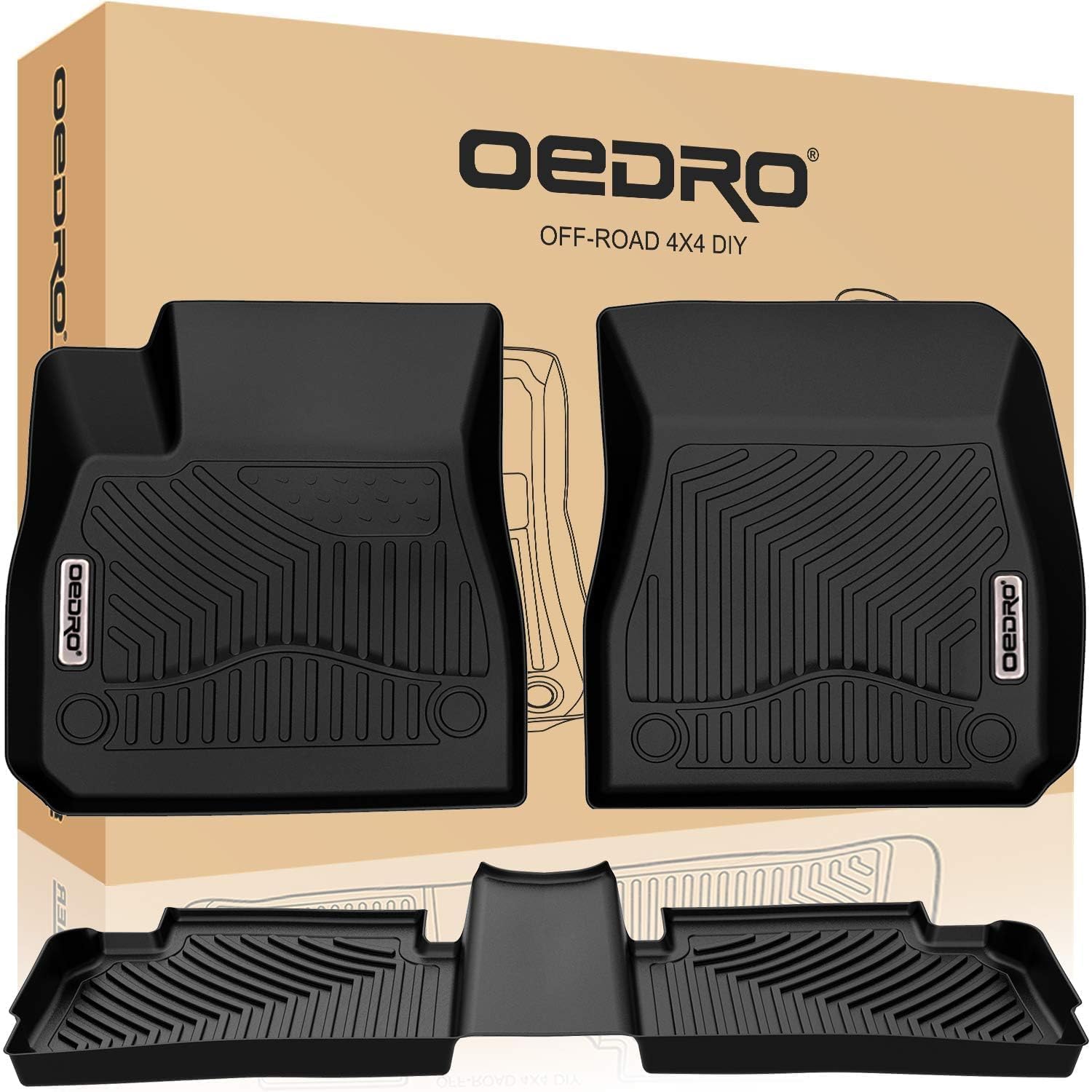 OEDRO Floor Mats Fit for 2016-2025 Chevy Malibu, Custom Fit Malibu 2025 Floor Liners All Weather Protection Car Mats TPE Accessories, 1st and 2nd Row Floor Liners