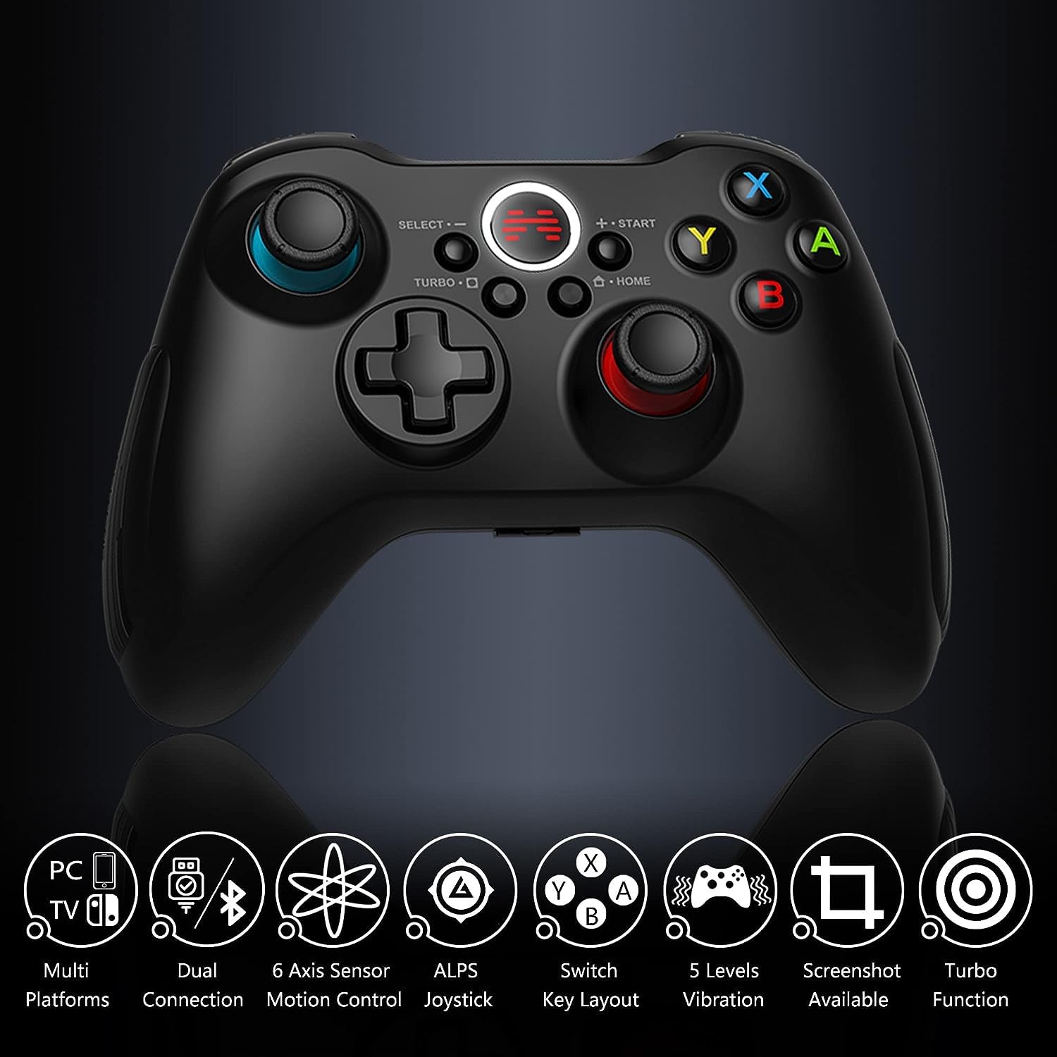 BEITONG Asura 2NS Switch Controller Wireless Pro Controller Compatible with Switch/Switch Lite/Switch OLED,6-Axis Motion Control & Sensitivity Adjsut/Turbo/Vibration/Screenshot Black