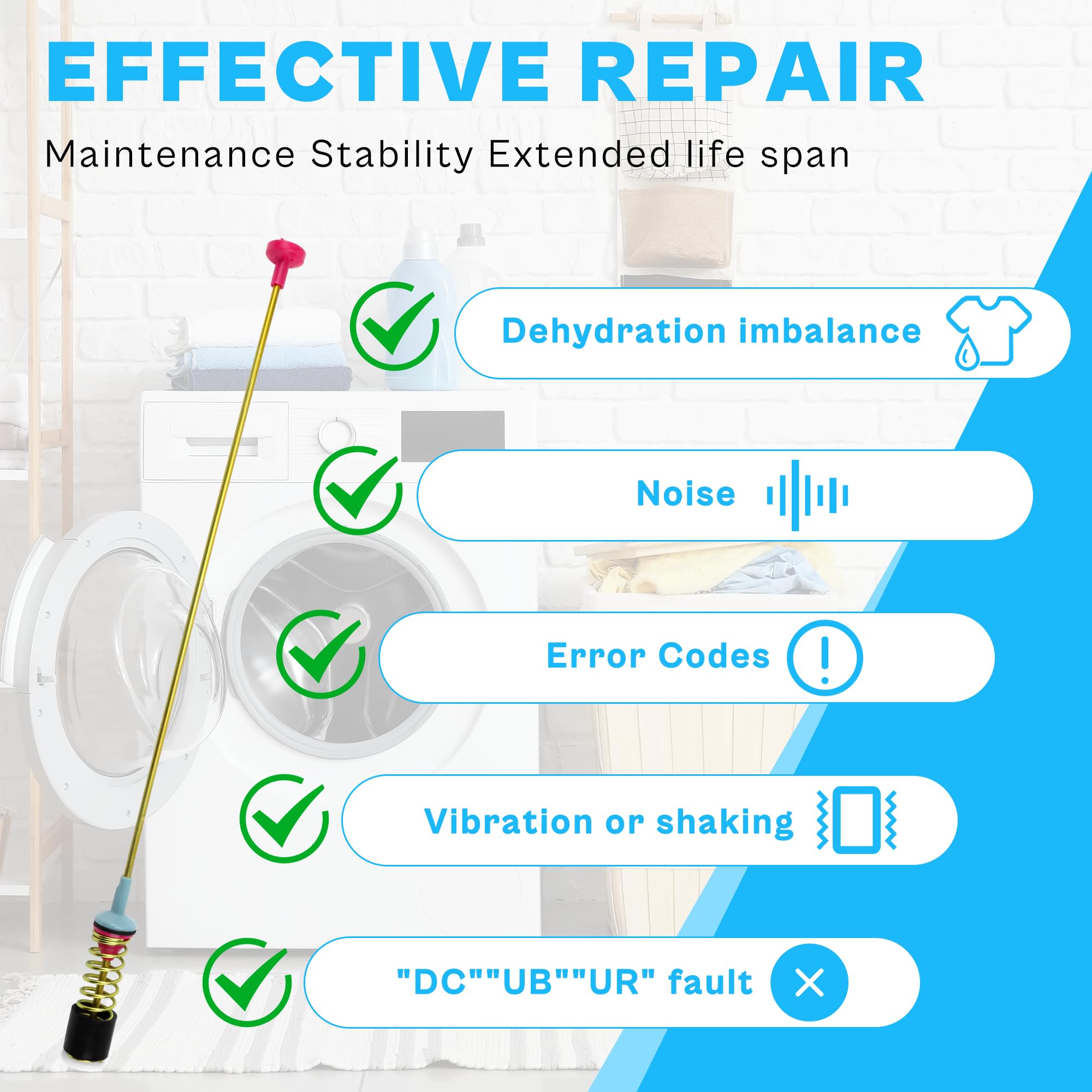 WA50R5200AW/US WA50R5400AV/US WA422PRHDWR/AA WA45N3050AW/A4 WA45T3200AW/A4 DC97-05280W Washer Suspension Rods for Samsung Washer WA40J3000AW/AA WA50T5300AC/US by TOMOON