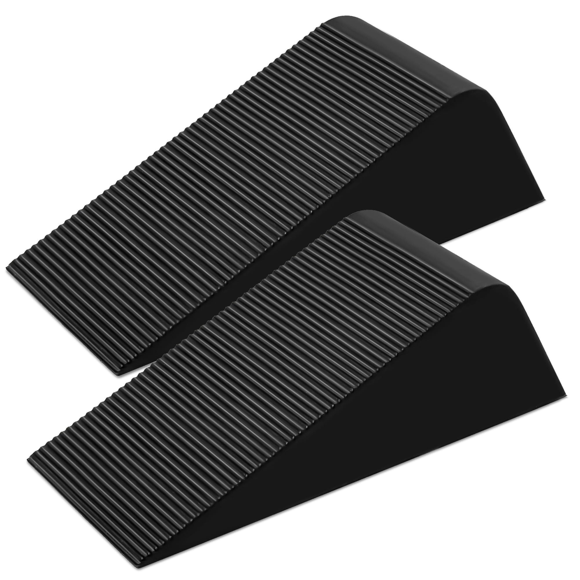 Large Rubber Door Stoppers for Bottom of Door Big Heavy Duty Door Stopper Wedge, Black Sturdy Door Stops for Floor, Non-Slip Stackable Doorstop for Home Office Commercial Use, 2 Pack