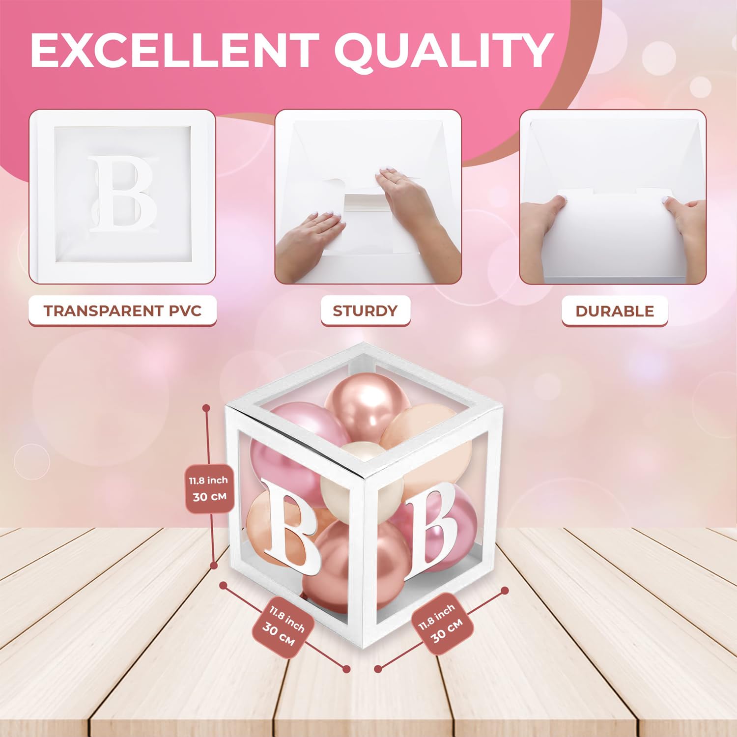 Balloon Garland Arch Kit – 146 Pcs Dusty Pink, White Sand, Nude & Rose Gold Balloons &Baby Shower Boxes with Letters – White Boxes with Rose Gold, Dusty Pink, Sand & White Balloons