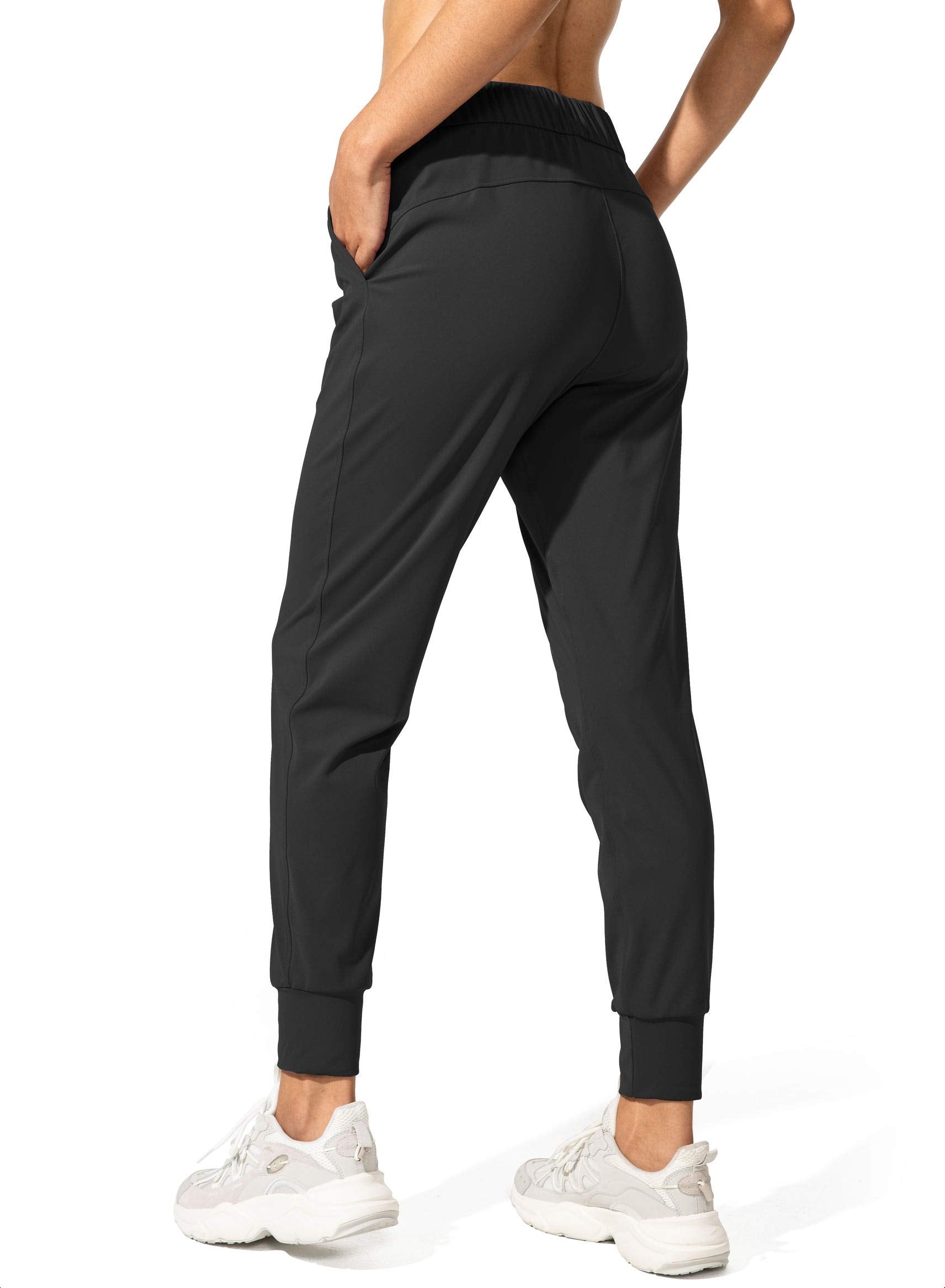 SANTINY Women's Joggers Pants Pockets Drawstring Running Sweatpants for Women Lounge Workout Jogging(Black_L)