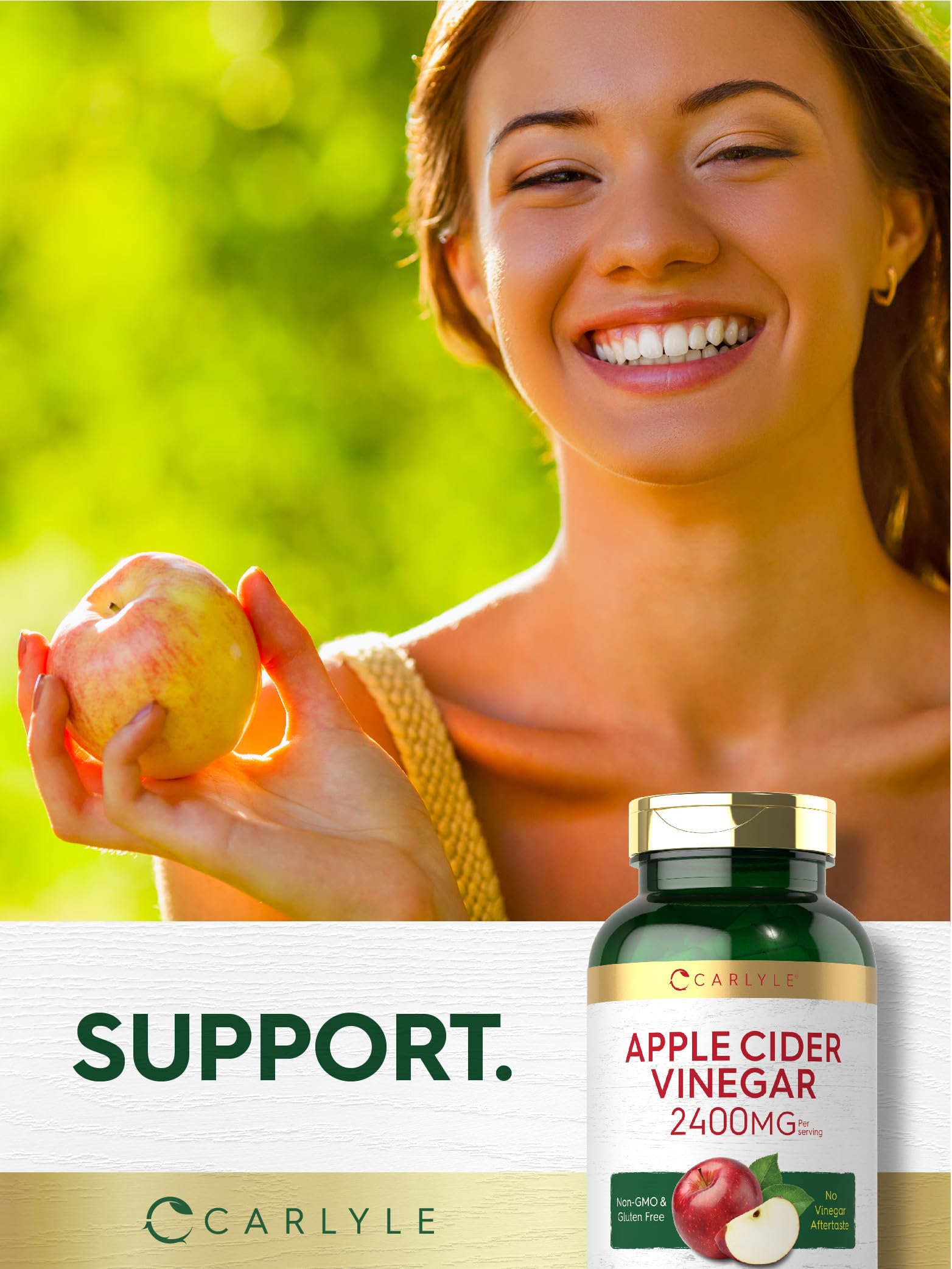 Carlyle Apple Cider Vinegar Capsules | 2400mg | 240 Count | Non-GMO, Gluten Free Supplement