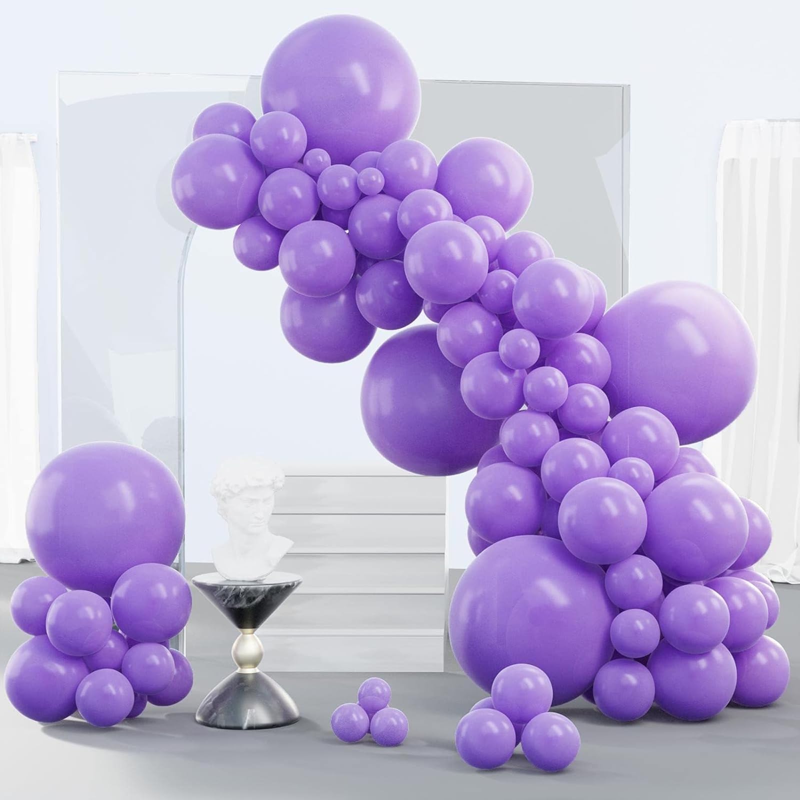 PartyWoo Purple Balloons, 100 pcs Purple Balloon Pack of 18 inch 12 inch 10 inch 5 inch for Purple Balloon Garland Arch Kit Purple Theme Party Birthday Wedding
